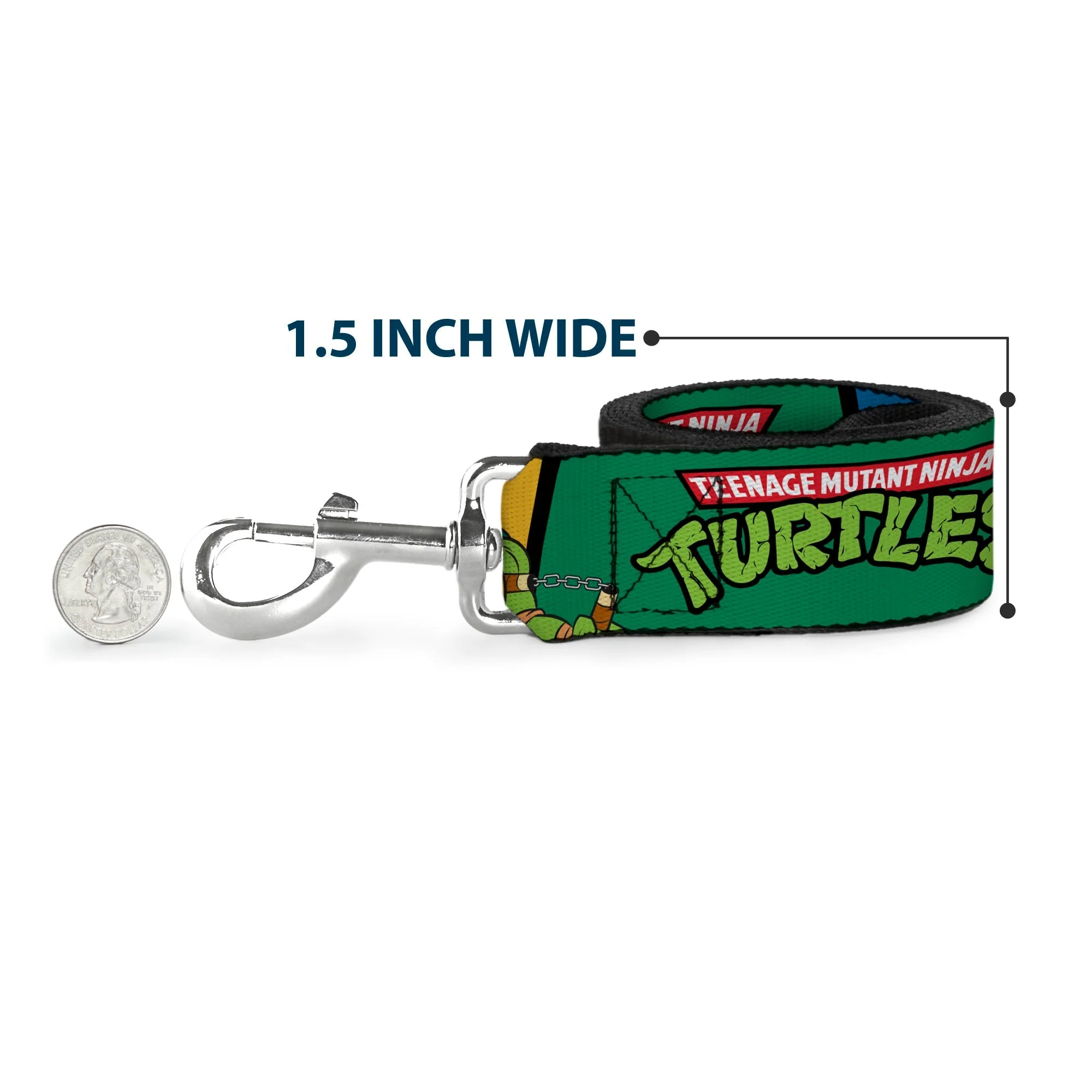 Dog Leash - Classic TEENAGE MUTANT NINJA TURTLES Group Pose3/TMNT Logo Green/Multi Color - Image 6