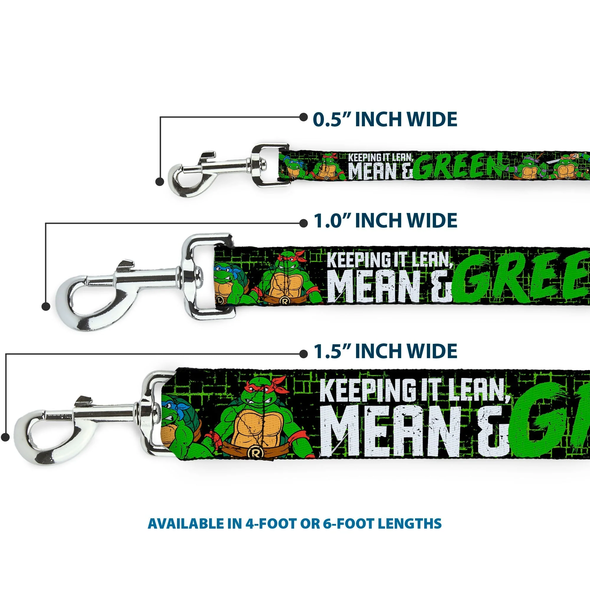 Dog Leash - Classic TMNT Group Pose6/KEEPING IT LEAN, MEAN & GREEN Black/Green/White - Image 3
