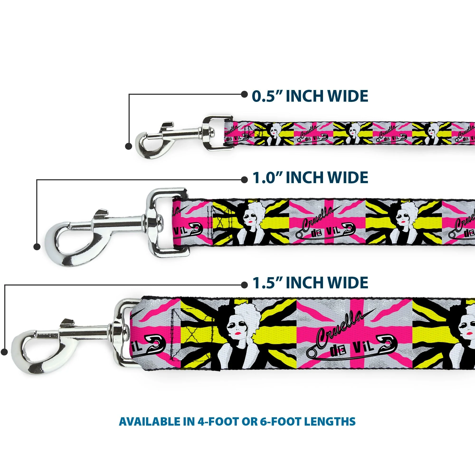 Dog Leash - CRUELLA DE VIL Safety Pin/Cruell World Pose Union Jack Punk Rock Blocks - Image 3