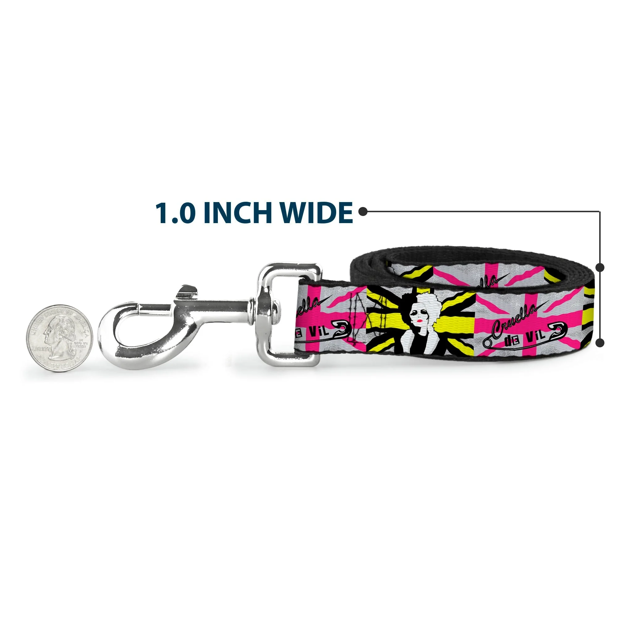 Dog Leash - CRUELLA DE VIL Safety Pin/Cruell World Pose Union Jack Punk Rock Blocks - Image 5