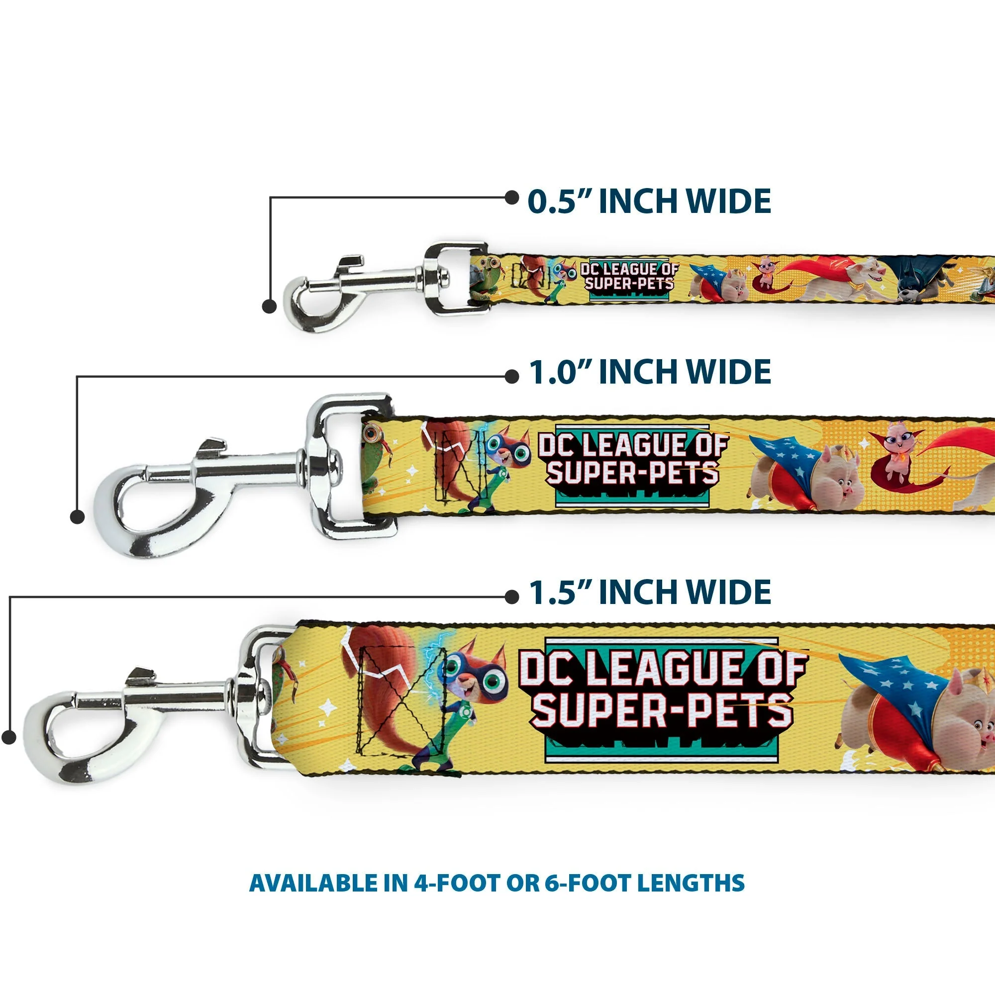 Dog Leash - DC LEAGUE OF SUPER-PETS 6-Superhero Pet Poses Collage Yellows - Image 3