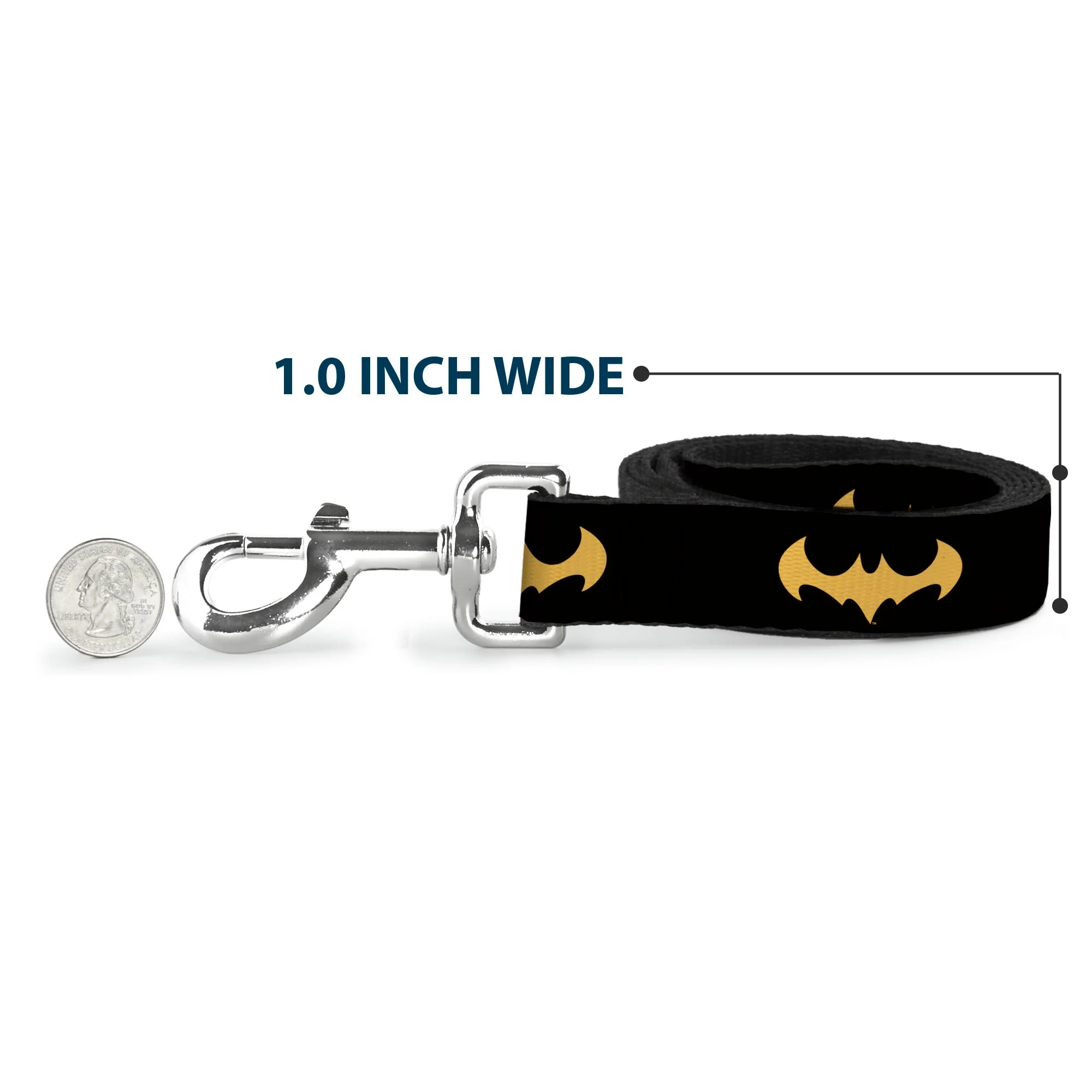 Dog Leash - DC League of Super-Pets Batman Bat Logo Black/Yellow - Image 5