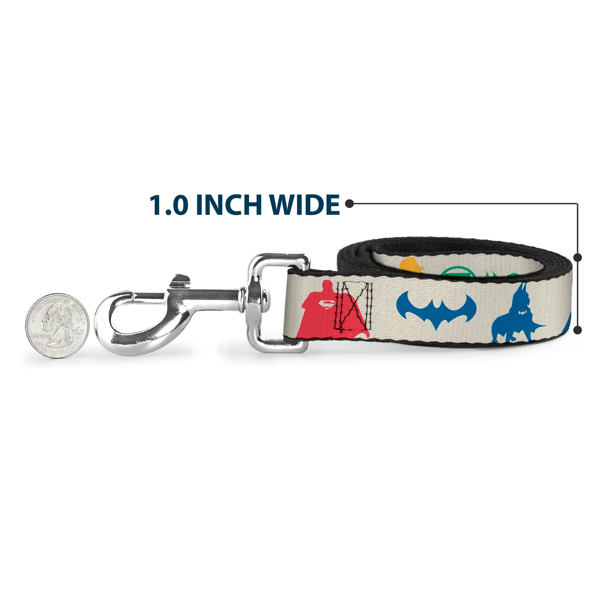 Dog Leash - DC League of Super-Pets Superhero with Pets and Logos Silhouette White/Multi Color - Image 5