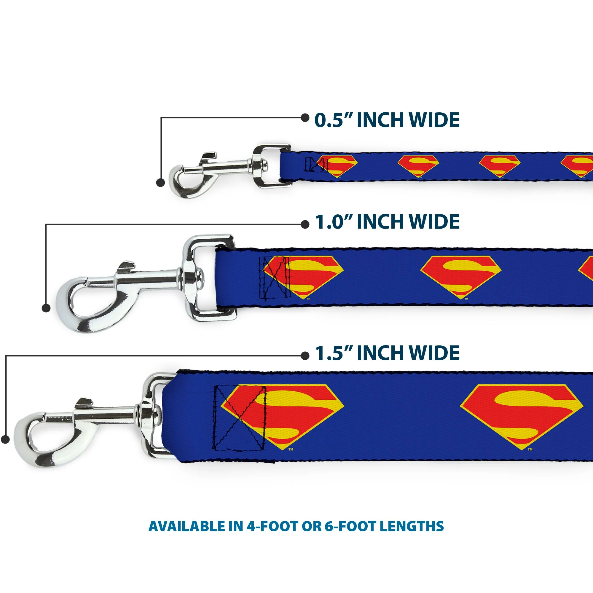 Dog Leash - DC League of Super-Pets Superman Shield Logo Blue/Red/Yellow - Image 3