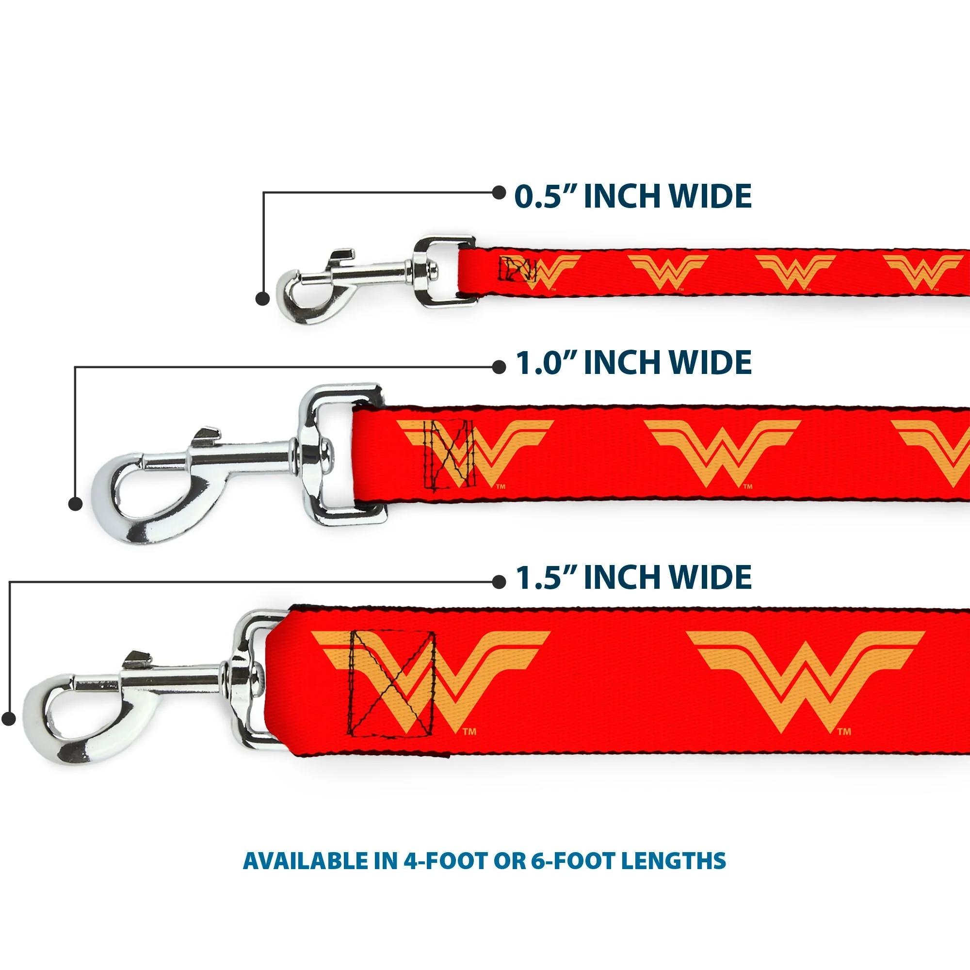 Dog Leash - DC League of Super-Pets Wonder Woman Logo Red/Yellow - Image 3