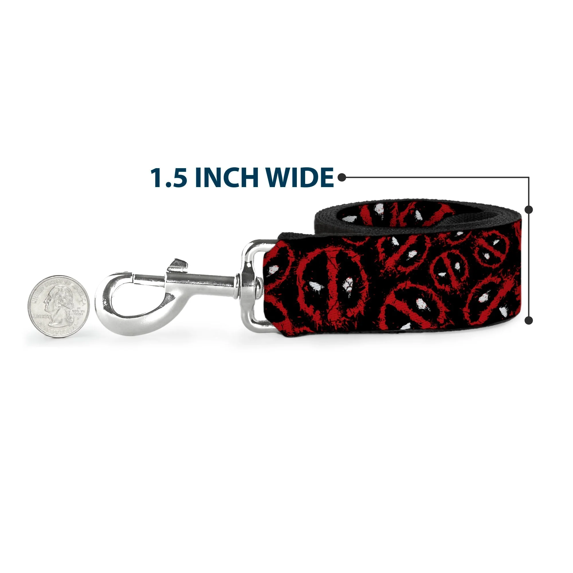 Dog Leash - Deadpool Splatter Logo Scattered Black/Red/White - Image 6