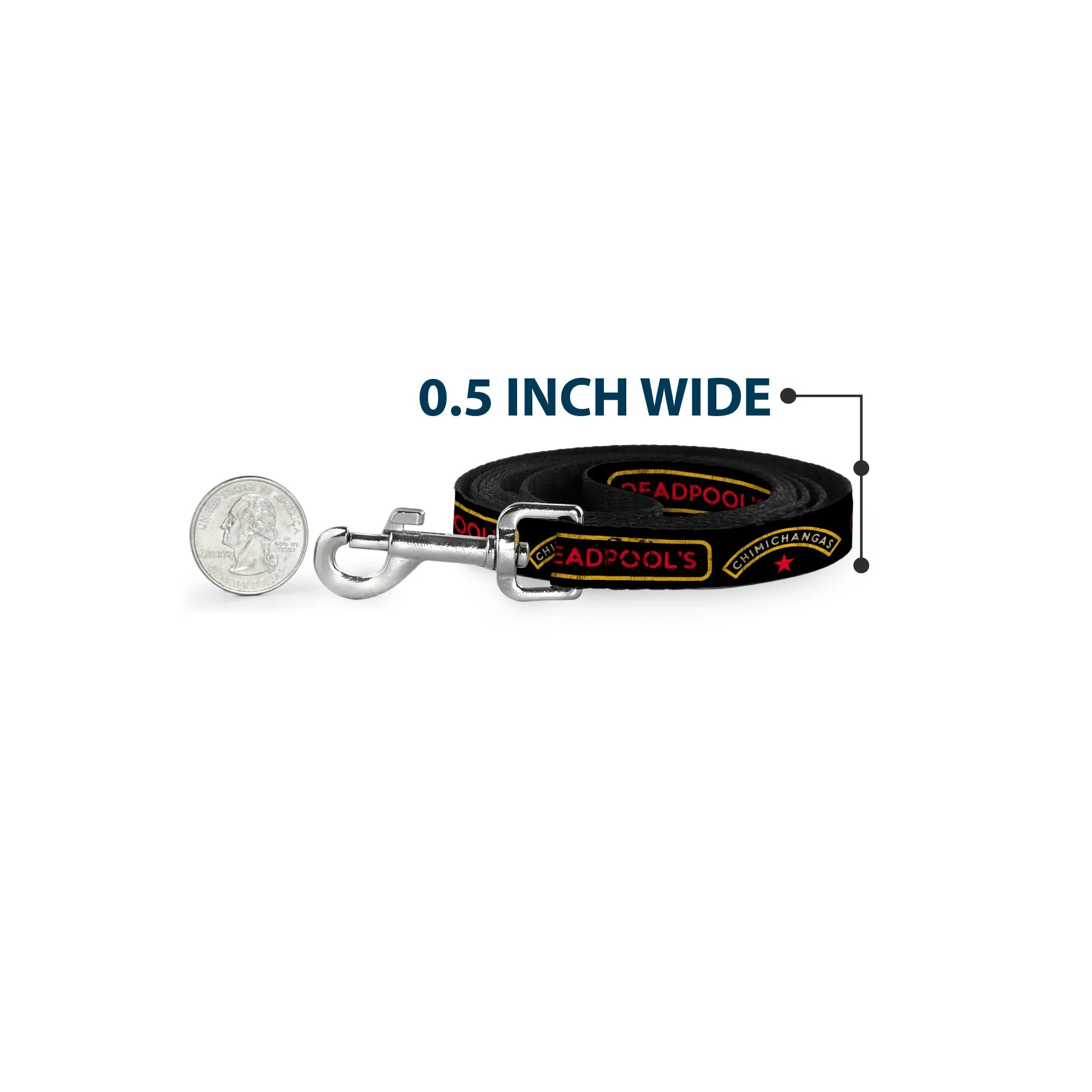 Dog Leash - DEADPOOL'S CHIMICHANGAS and Logo Black/Gold/Red - Image 4