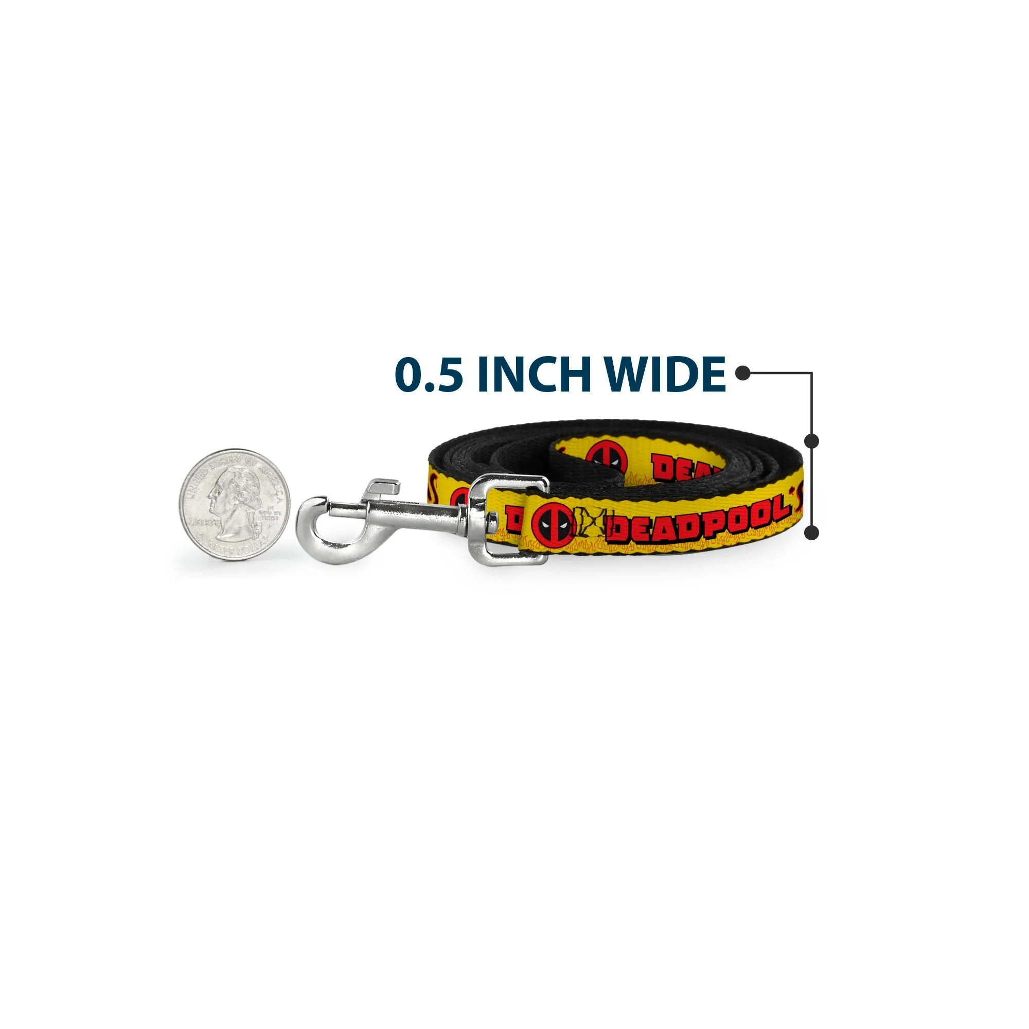 Dog Leash - DEADPOOLS CHIMICHANGAS Flames Yellow/Black/Red - Image 4