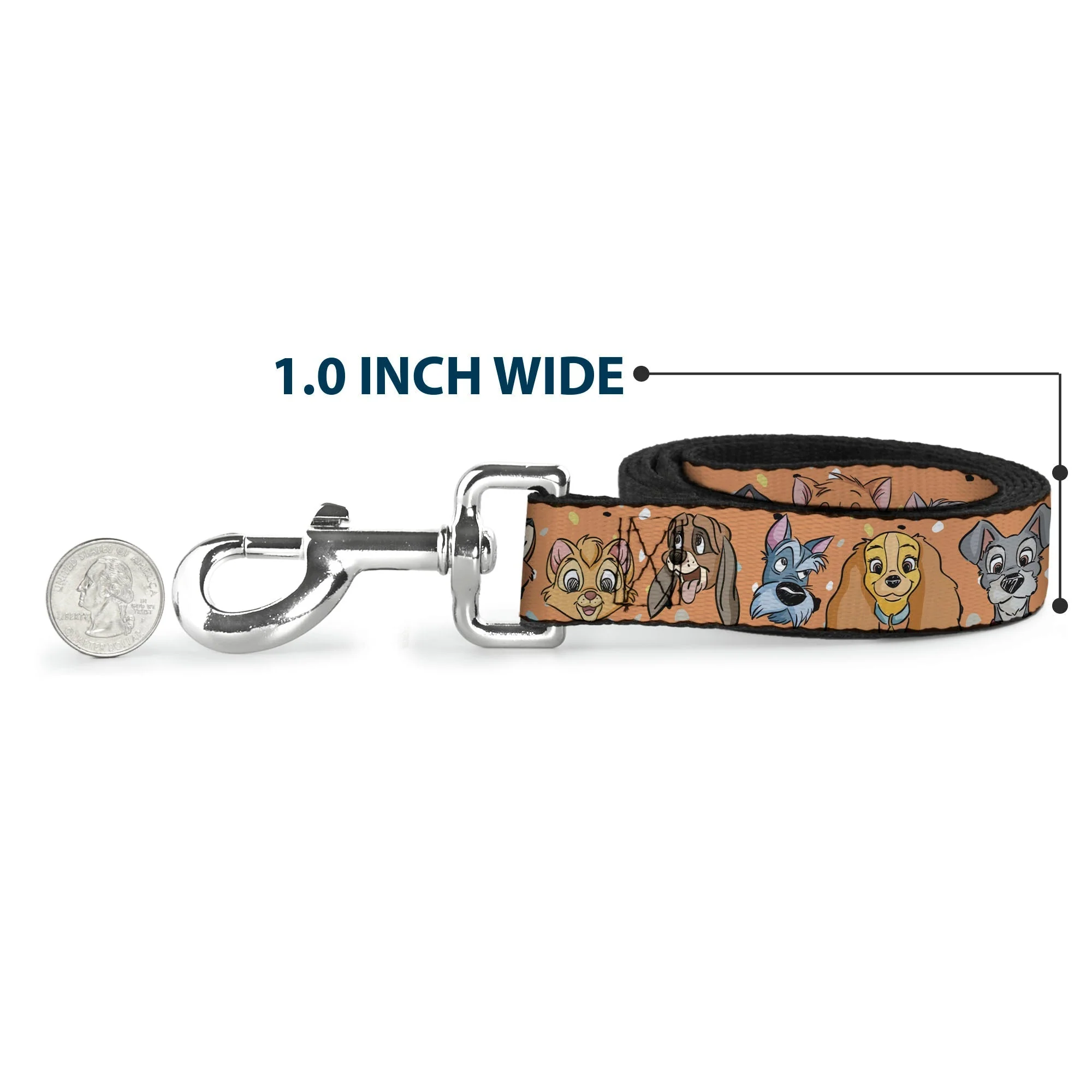 Dog Leash - Disney Cats and Dogs Faces Orange - Image 5