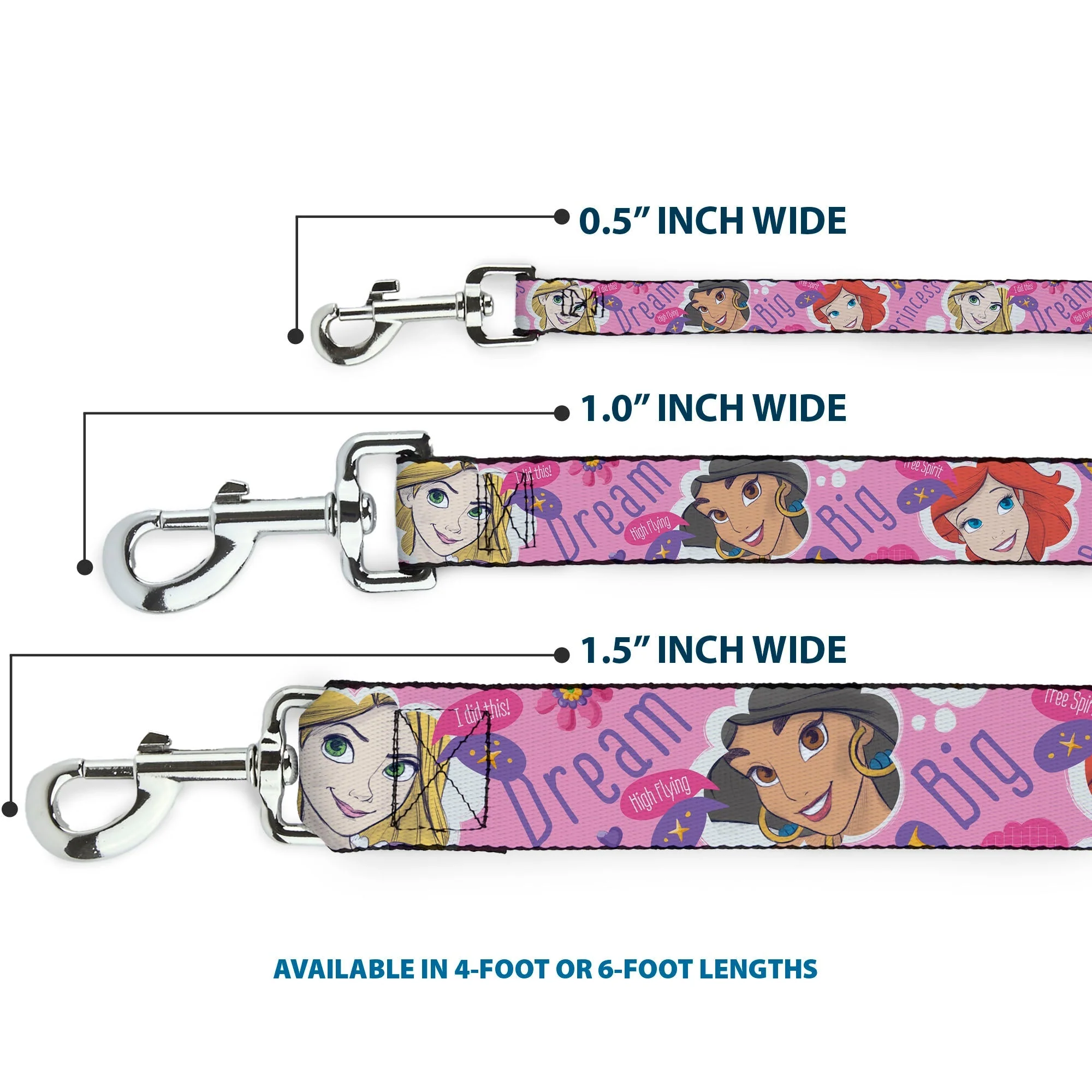 Dog Leash - Disney DREAM BIG PRINCESS Faces Pinks/Purples - Image 3