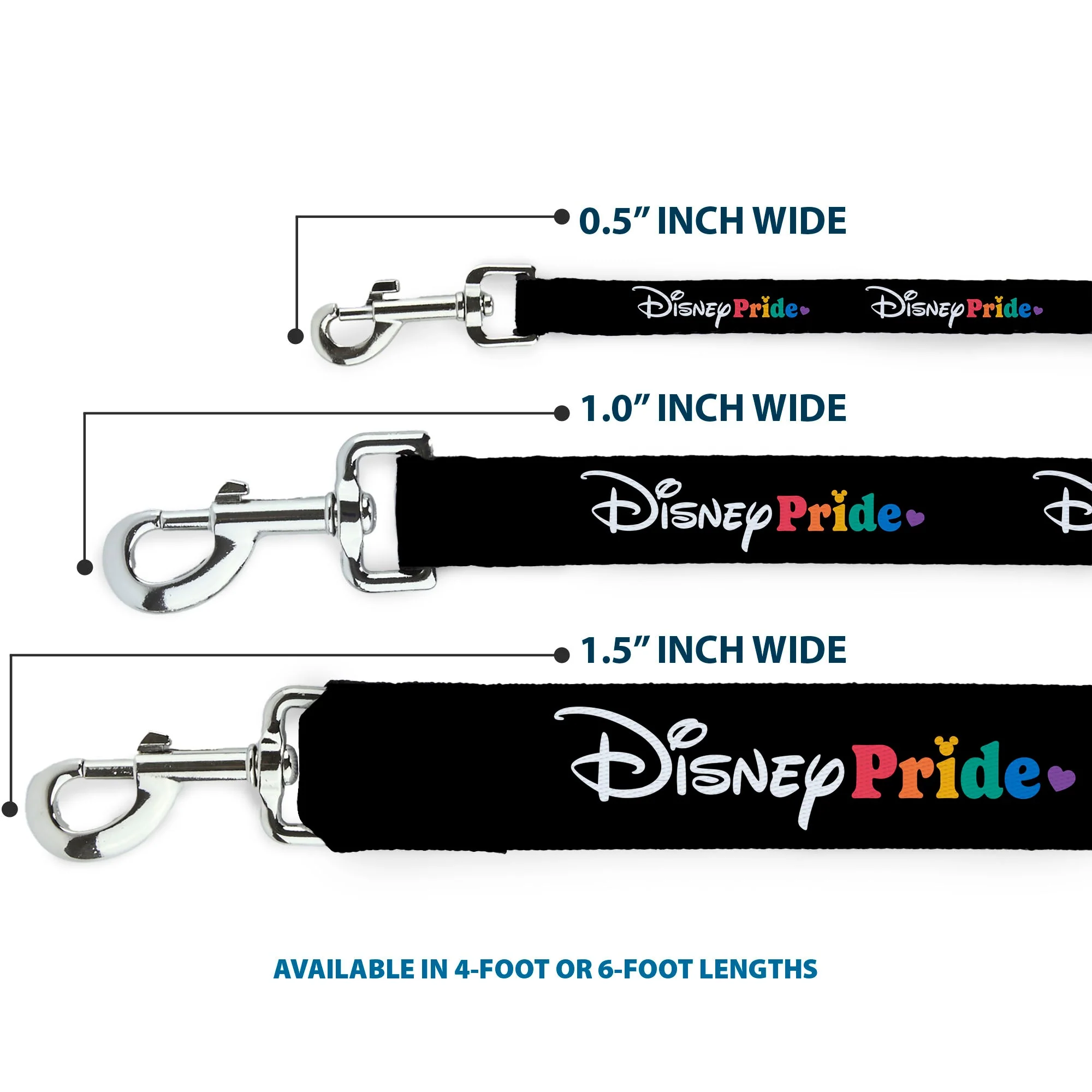 Dog Leash - DISNEY PRIDE Signature Logo Black/White/Rainbow - Image 3