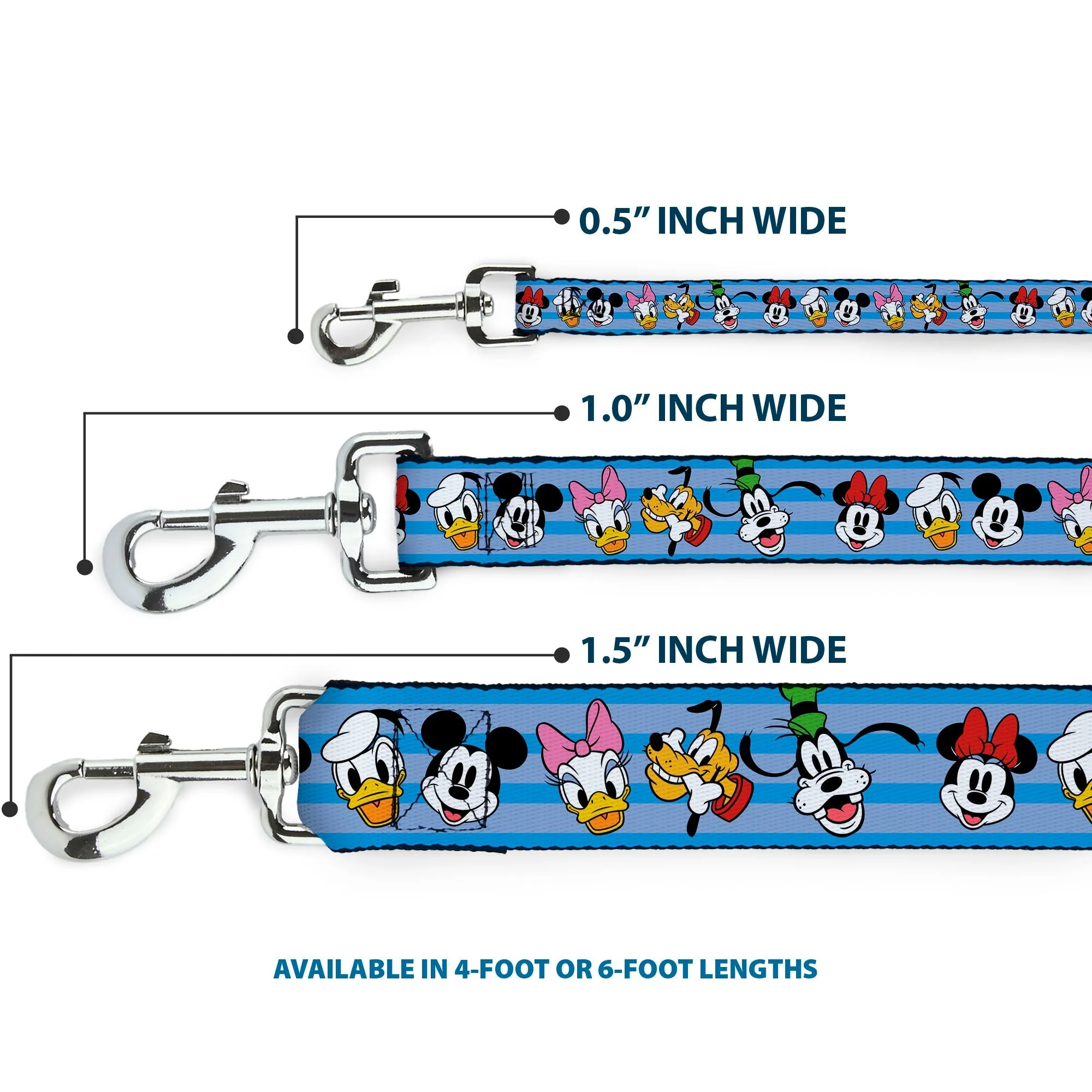 Dog Leash - Disney The Sensational Six Smiling Faces Stripe Blues - Image 3