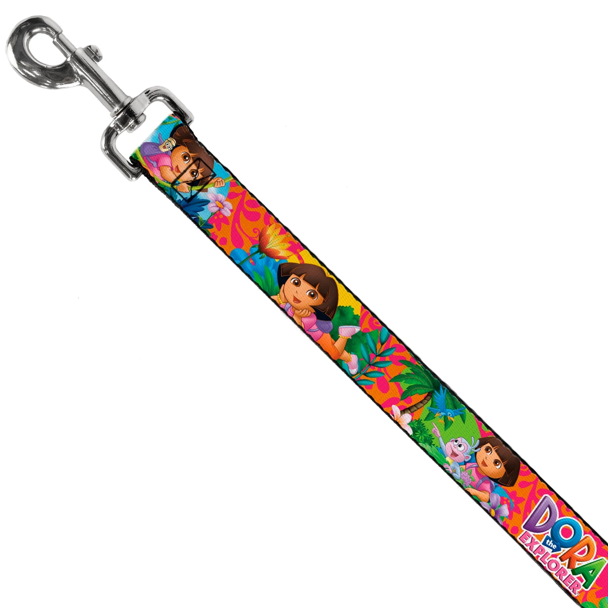Dog Leash - DORA THE EXPLORER Dora Poses/Floral Collage Orange/Pink - Image 2