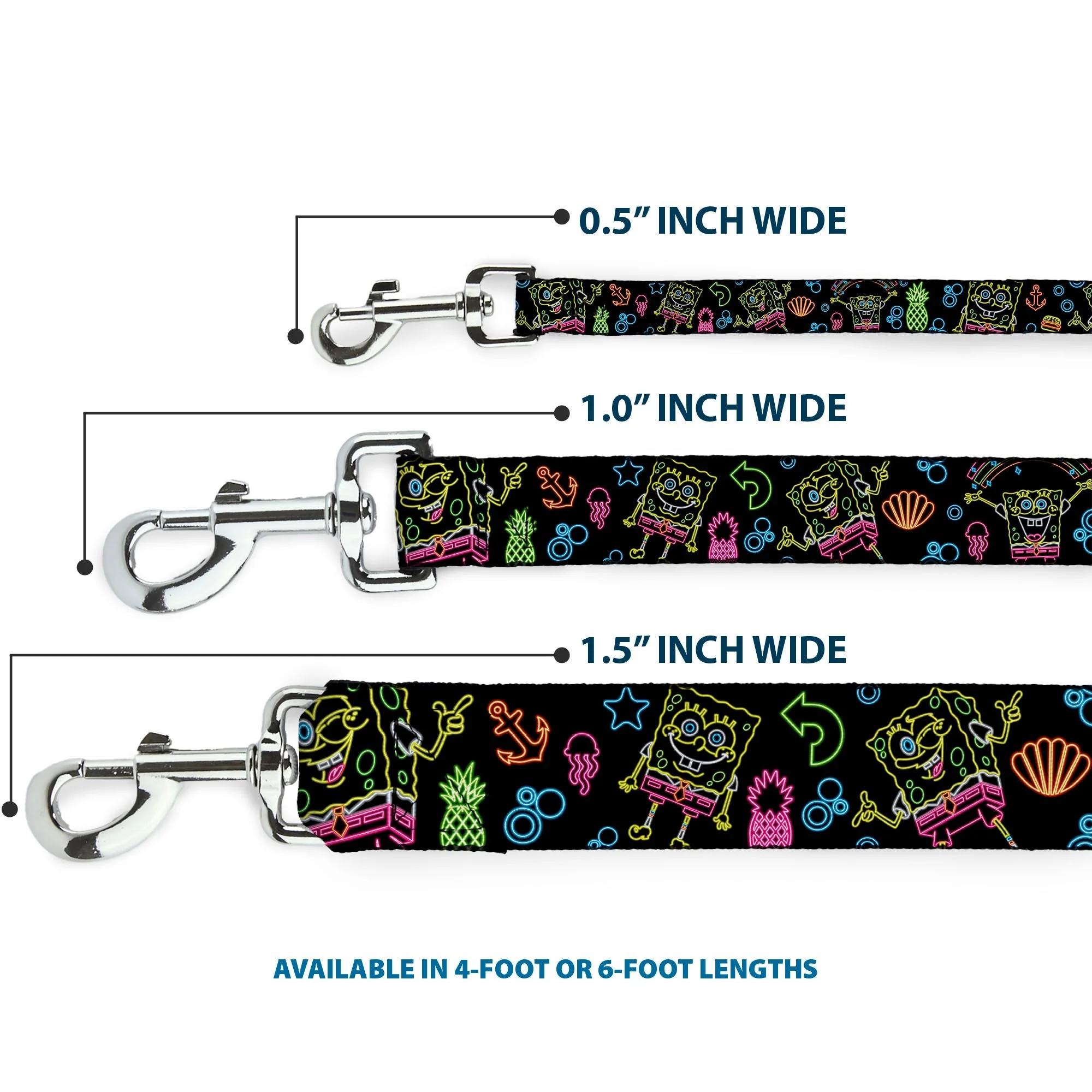 Dog Leash - Electric SpongeBob Poses/Elements Black/Multi Color - Image 3