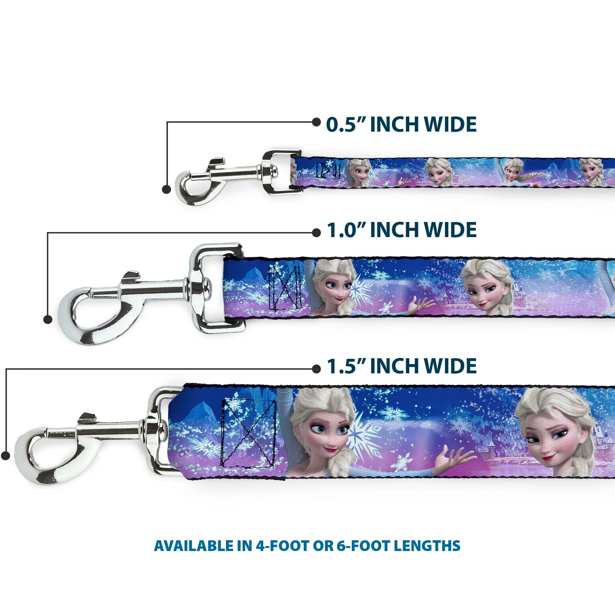 Dog Leash - Elsa the Snow Queen Poses/Castle & Snowy Mountains Blue-Pink Fade - Image 3
