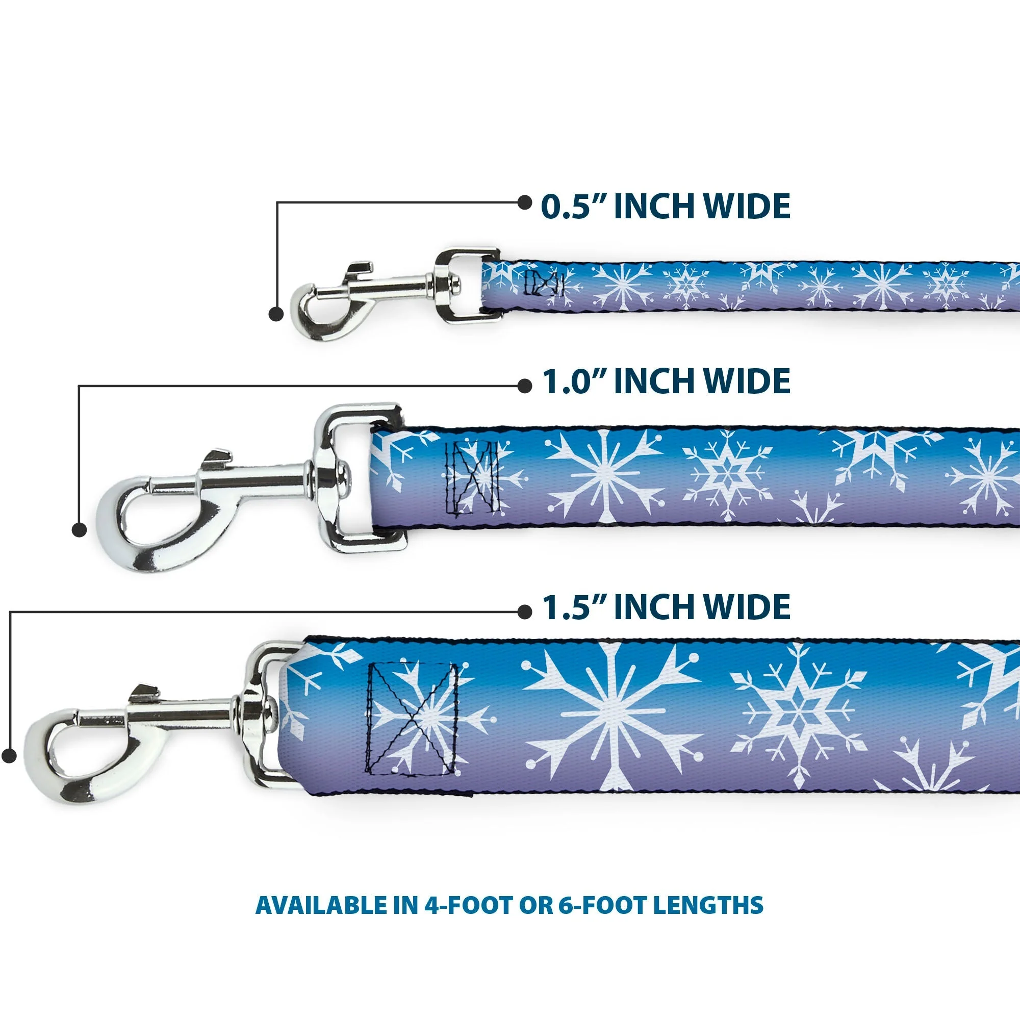 Dog Leash - Frozen II Snowflakes Blues/Purples/White - Image 3