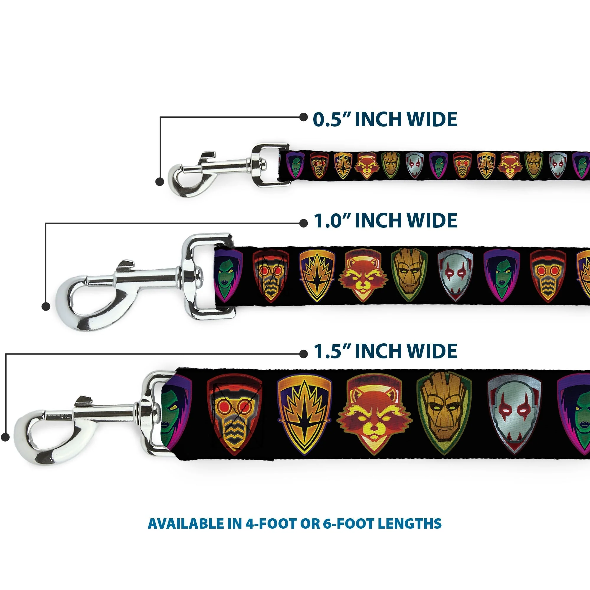 Dog Leash - Guardians of the Galaxy Badge/5-Character Icons Black/Multi Color - Image 3