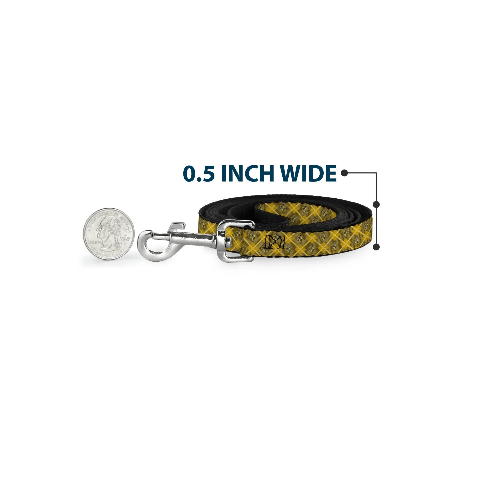 Dog Leash - Harry Potter Hufflepuff Crest Plaid Yellows/Gray - Image 4