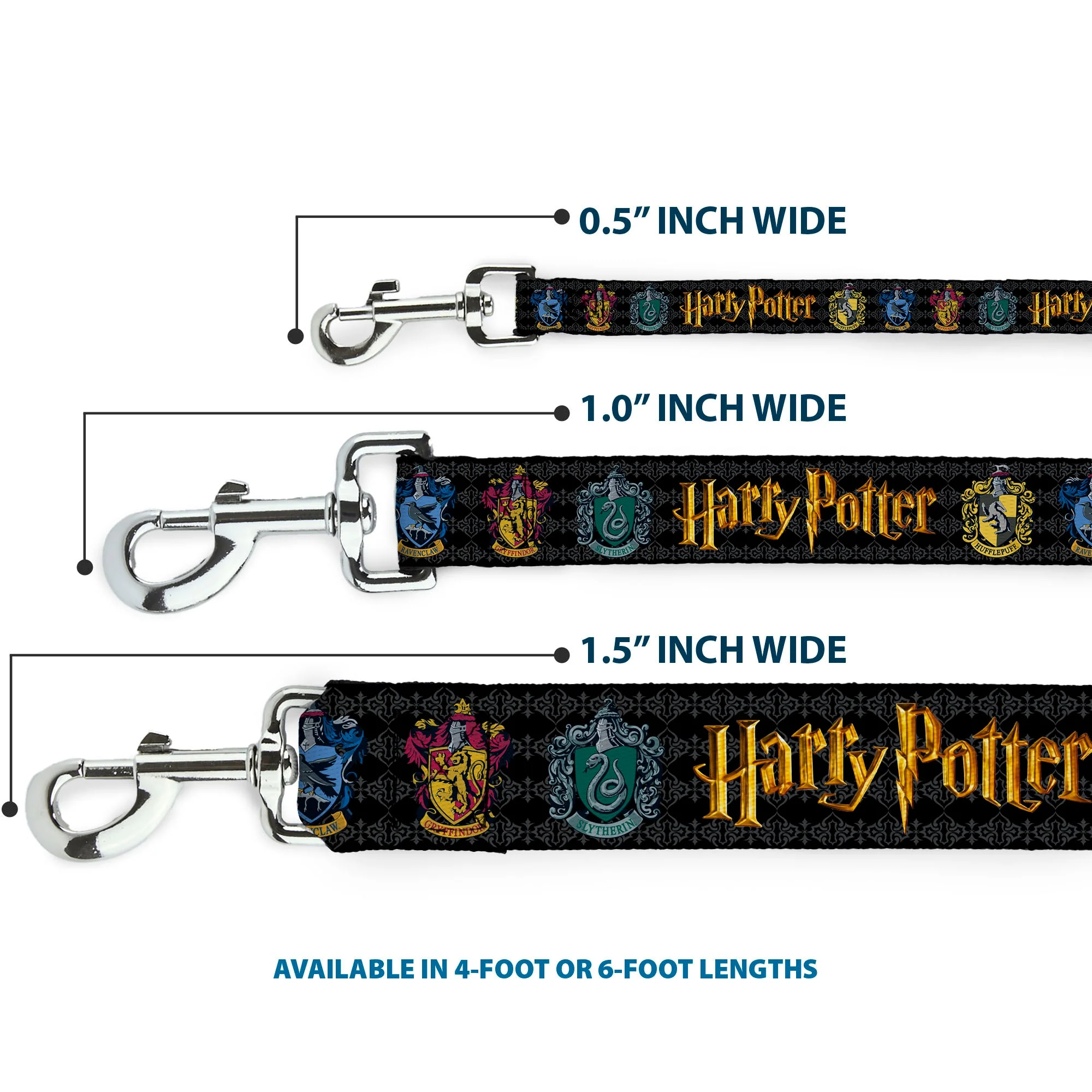 Dog Leash - HARRY POTTER Hufflepuff/Ravenclaw/Gryffindor/Slytherin Coat of Arms Black - Image 3