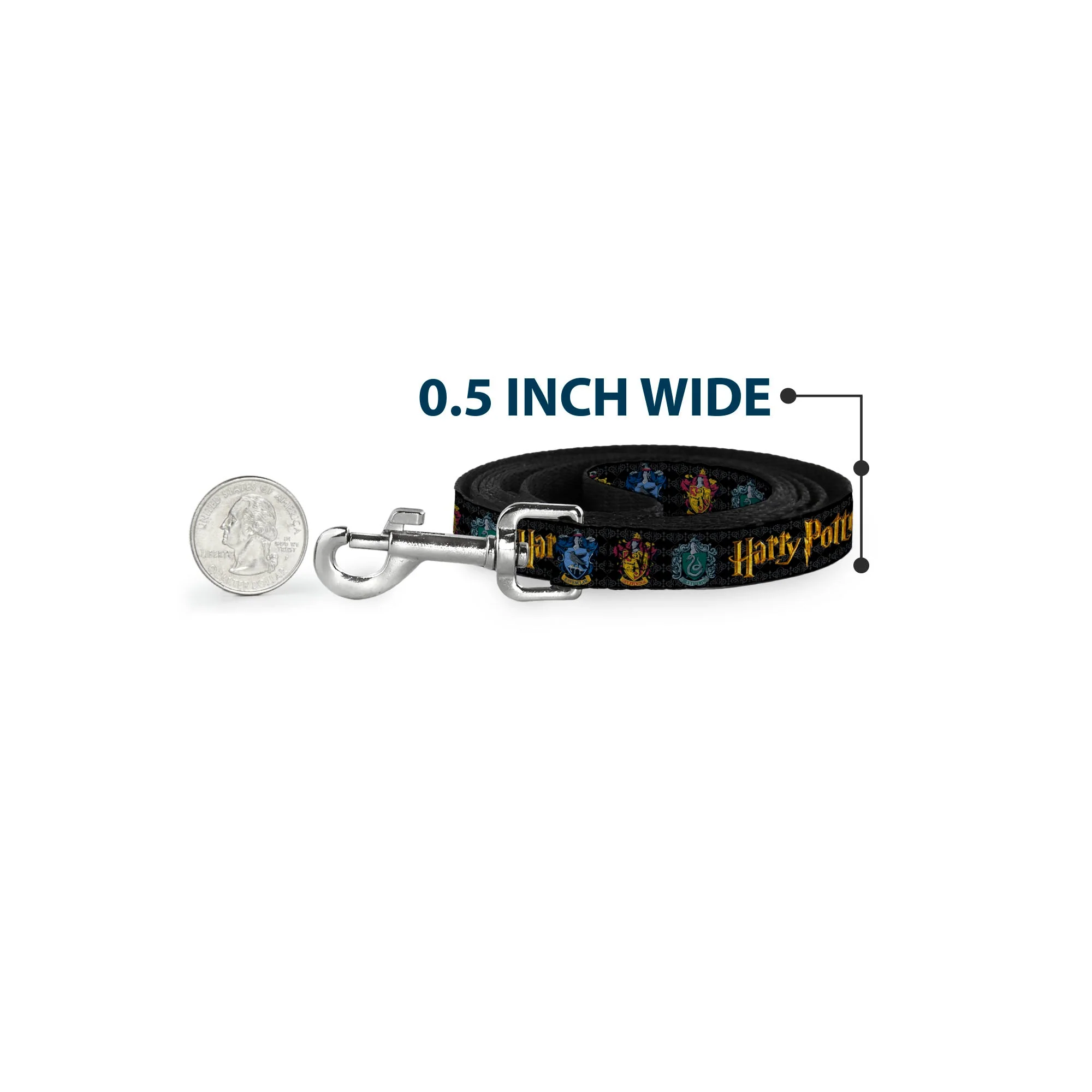 Dog Leash - HARRY POTTER Hufflepuff/Ravenclaw/Gryffindor/Slytherin Coat of Arms Black - Image 4
