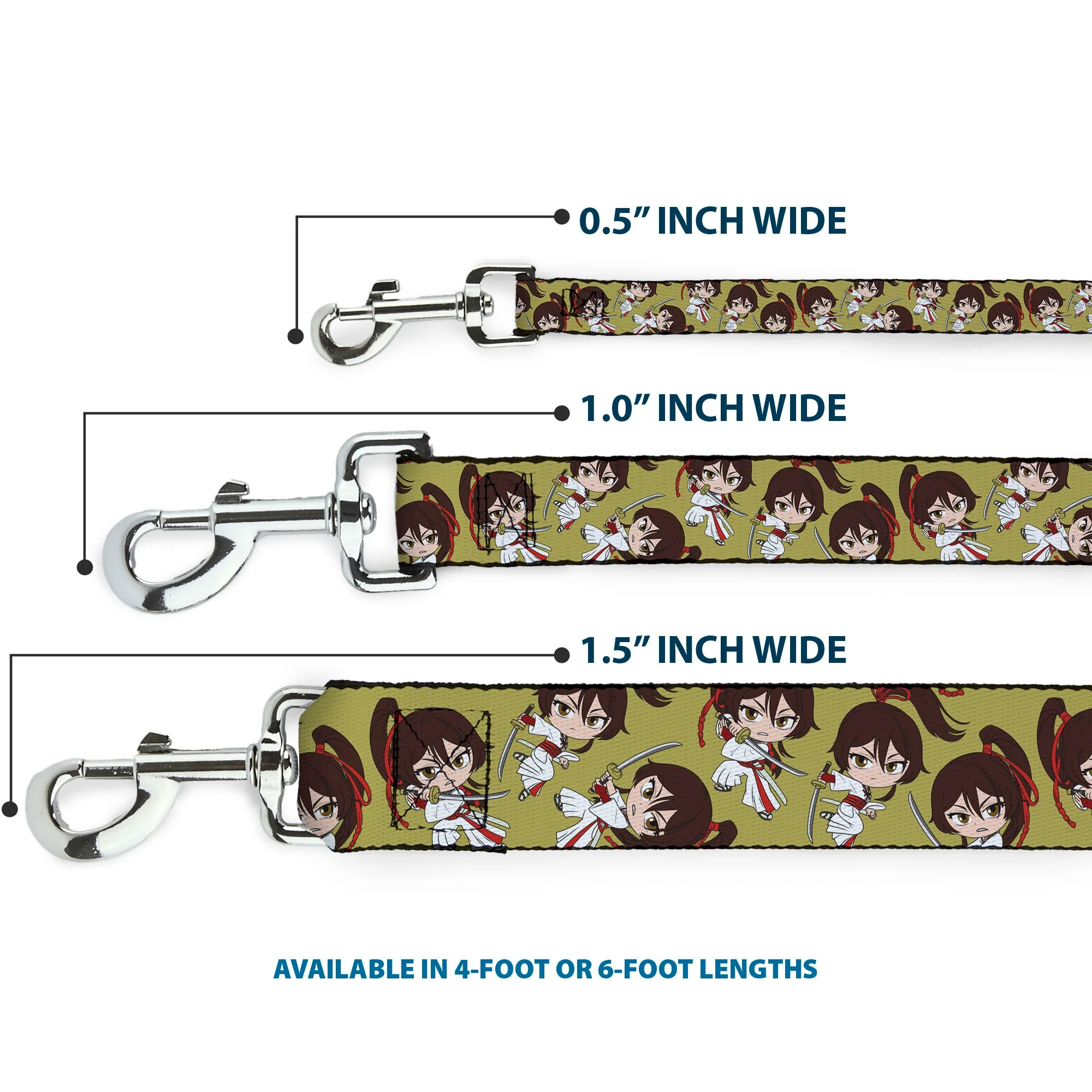 Dog Leash - Hell's Paradise Chibi Sagiri Sword Poses Scattered Golden Yellow - Image 3