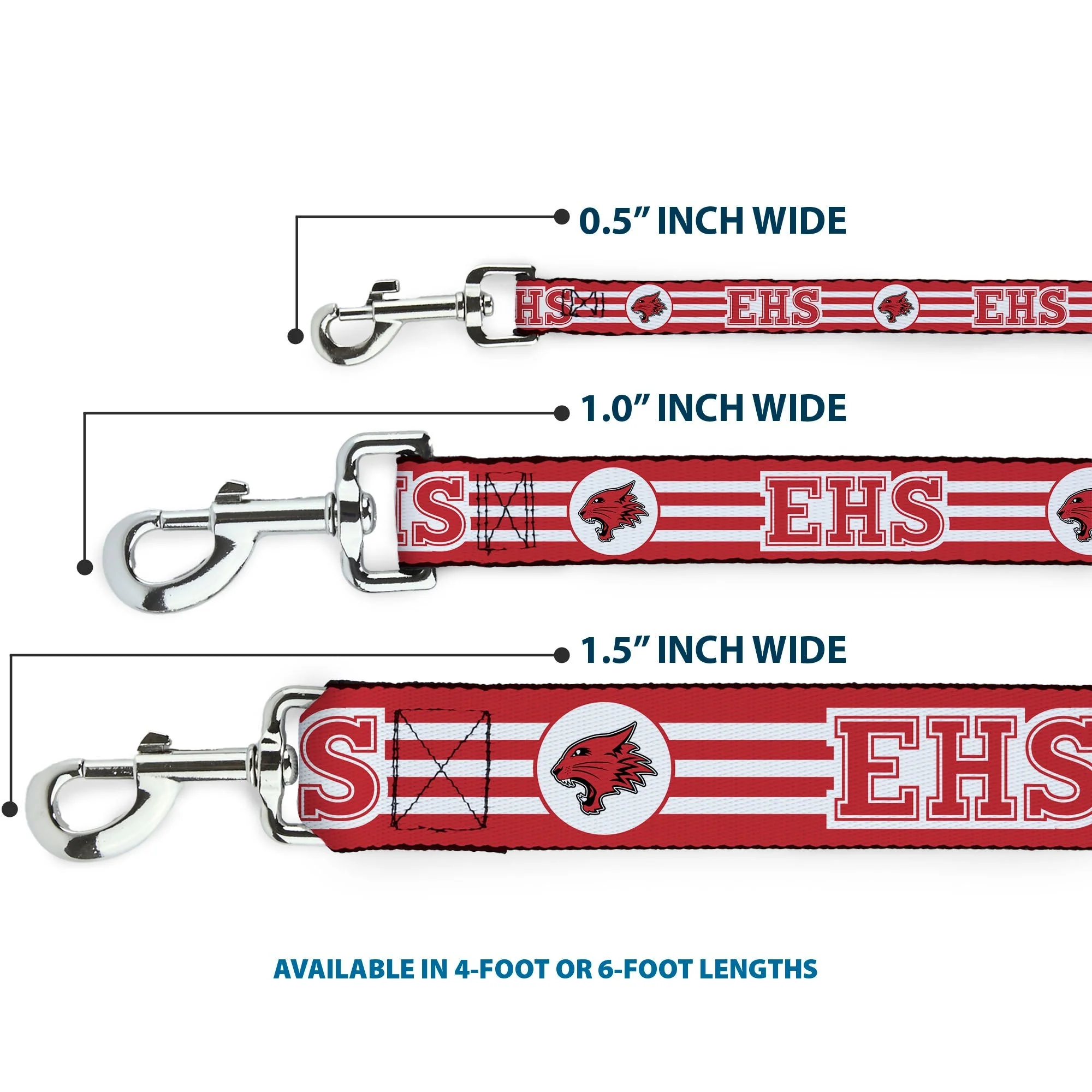 Dog Leash - High School Musical East High School EHS Wildcats Logo/Stripe White/Red - Image 3