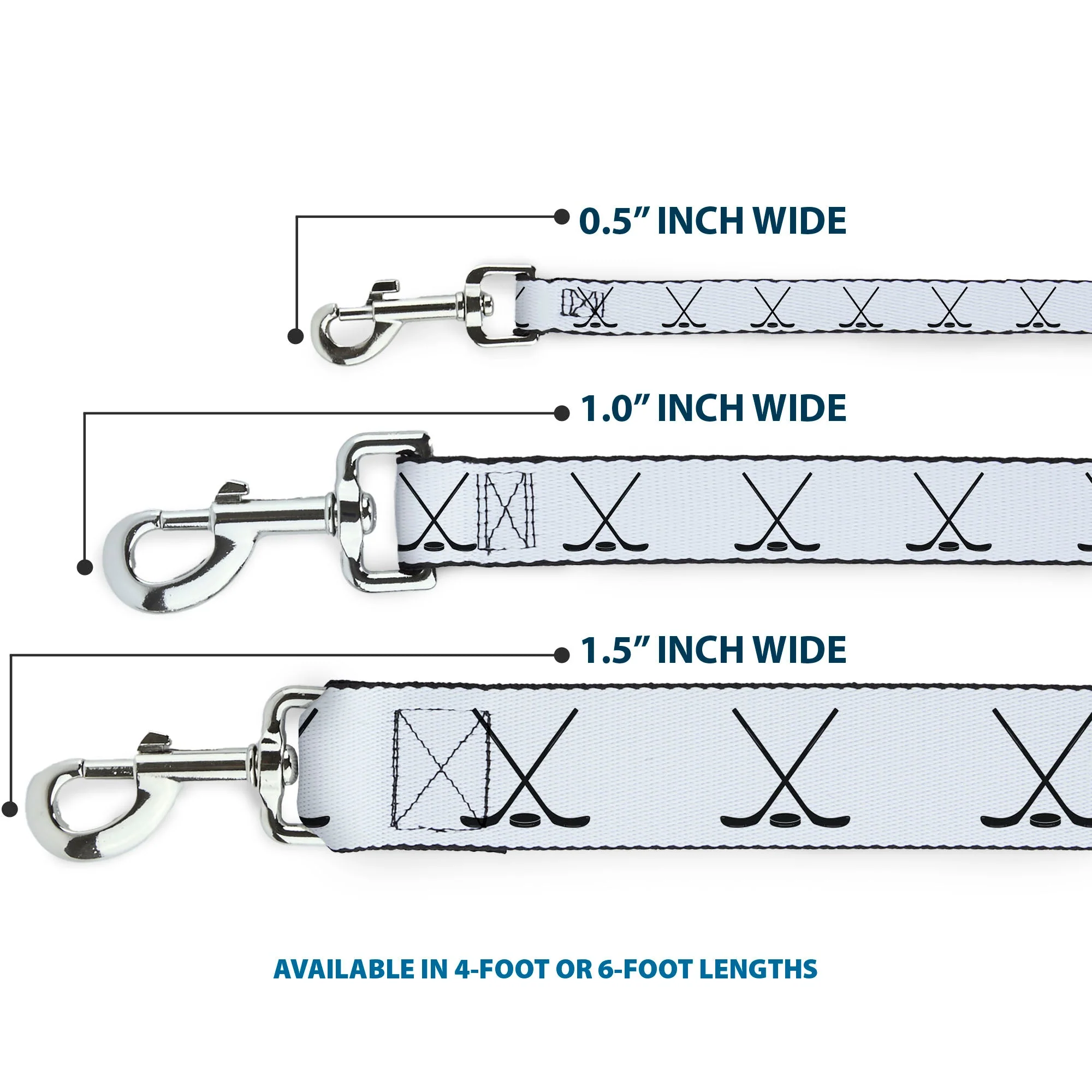 Dog Leash - Hockey Sticks and Puck White/Black - Image 3