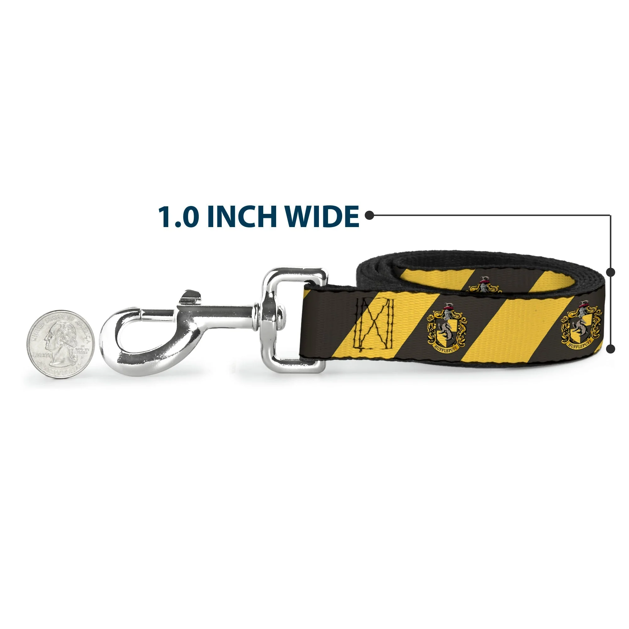 Dog Leash - HUFFLEPUFF Crest Diagonal Stripe Charcoal Gray/Yellow - Image 5