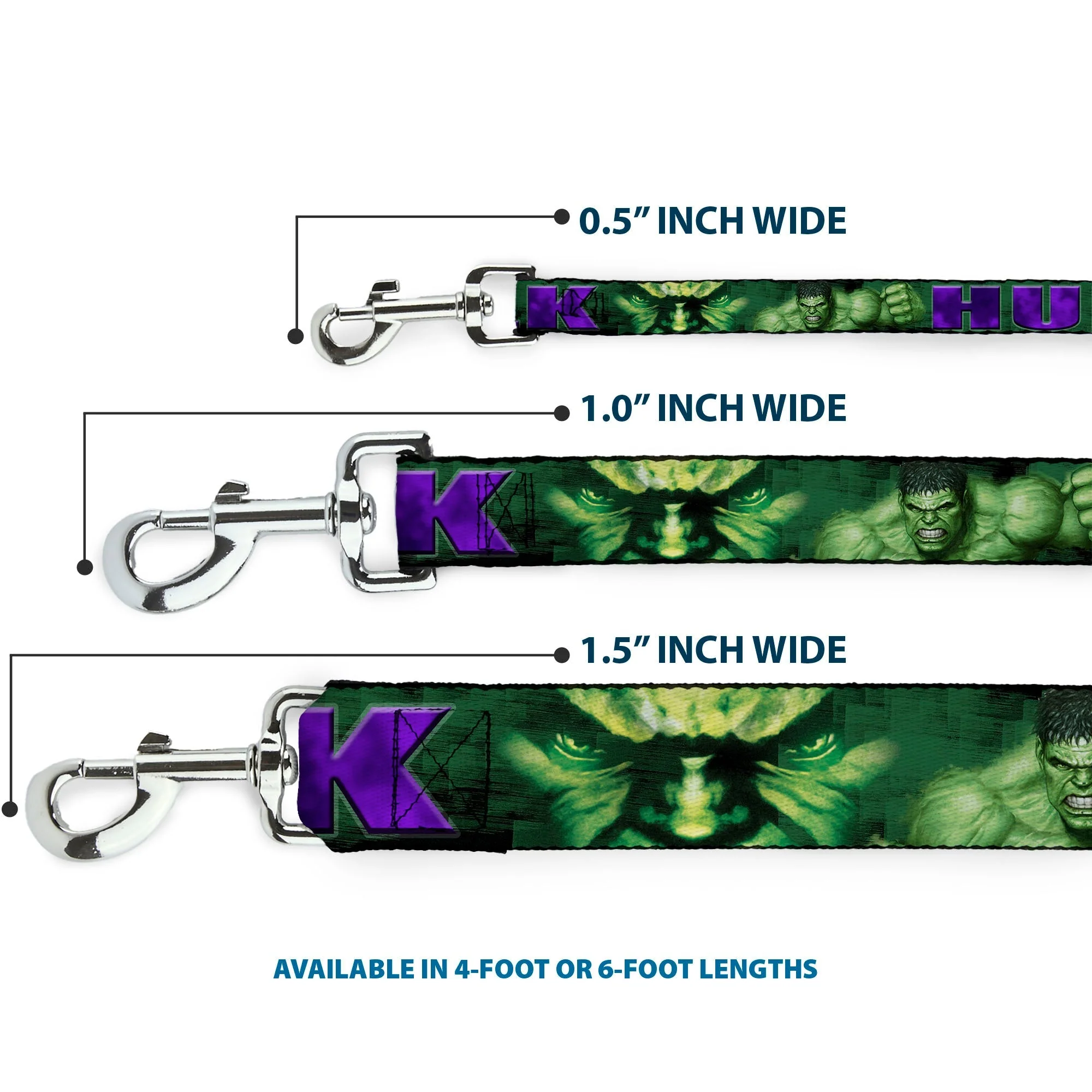 Dog Leash - HULK Face CLOSE-UP/Action Pose Greens/Purples - Image 3