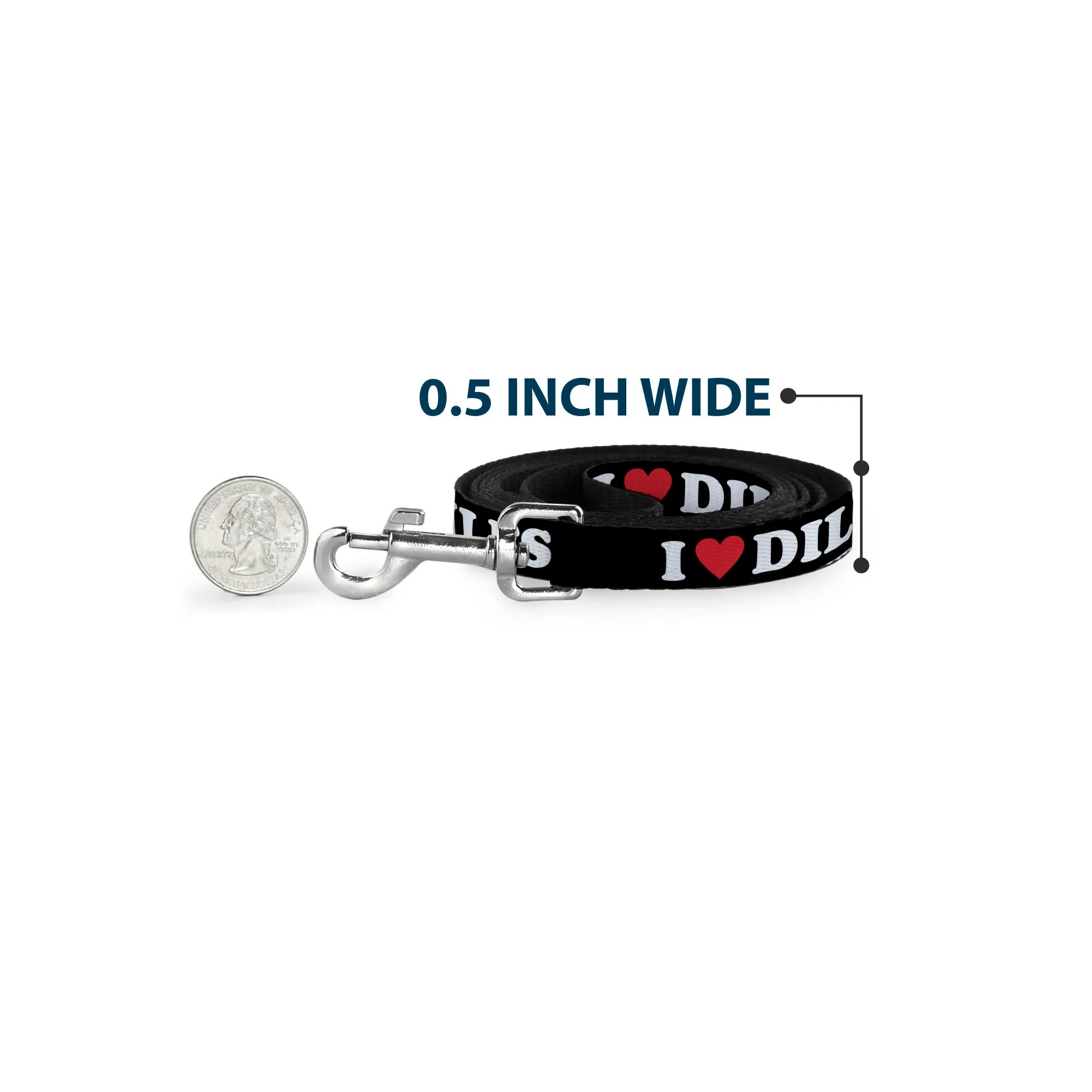 Dog Leash - I "HEART" DILFS Black/White/Red - Image 4