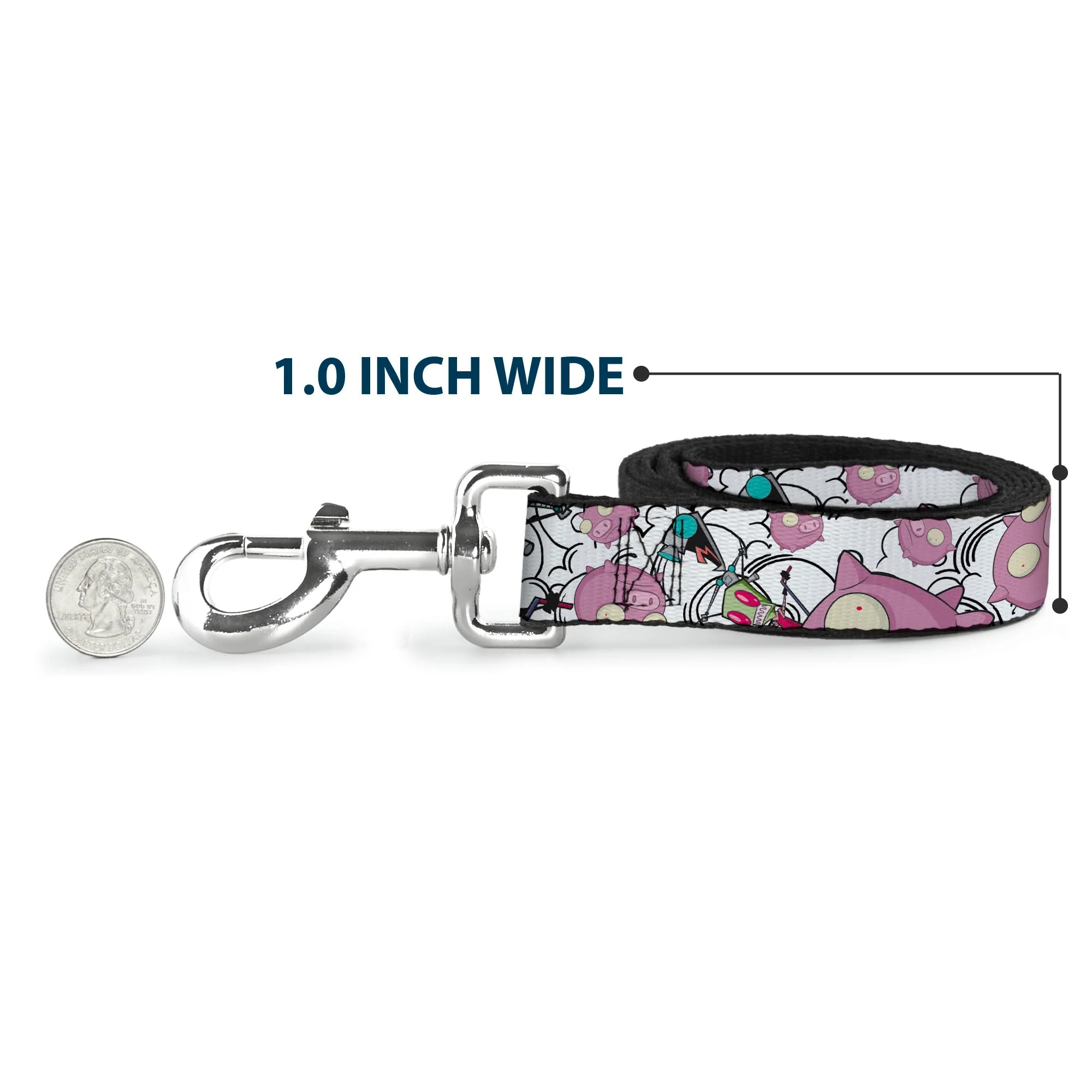 Dog Leash - Invader Zim GIR and Piggy Doddles White/Black - Image 5