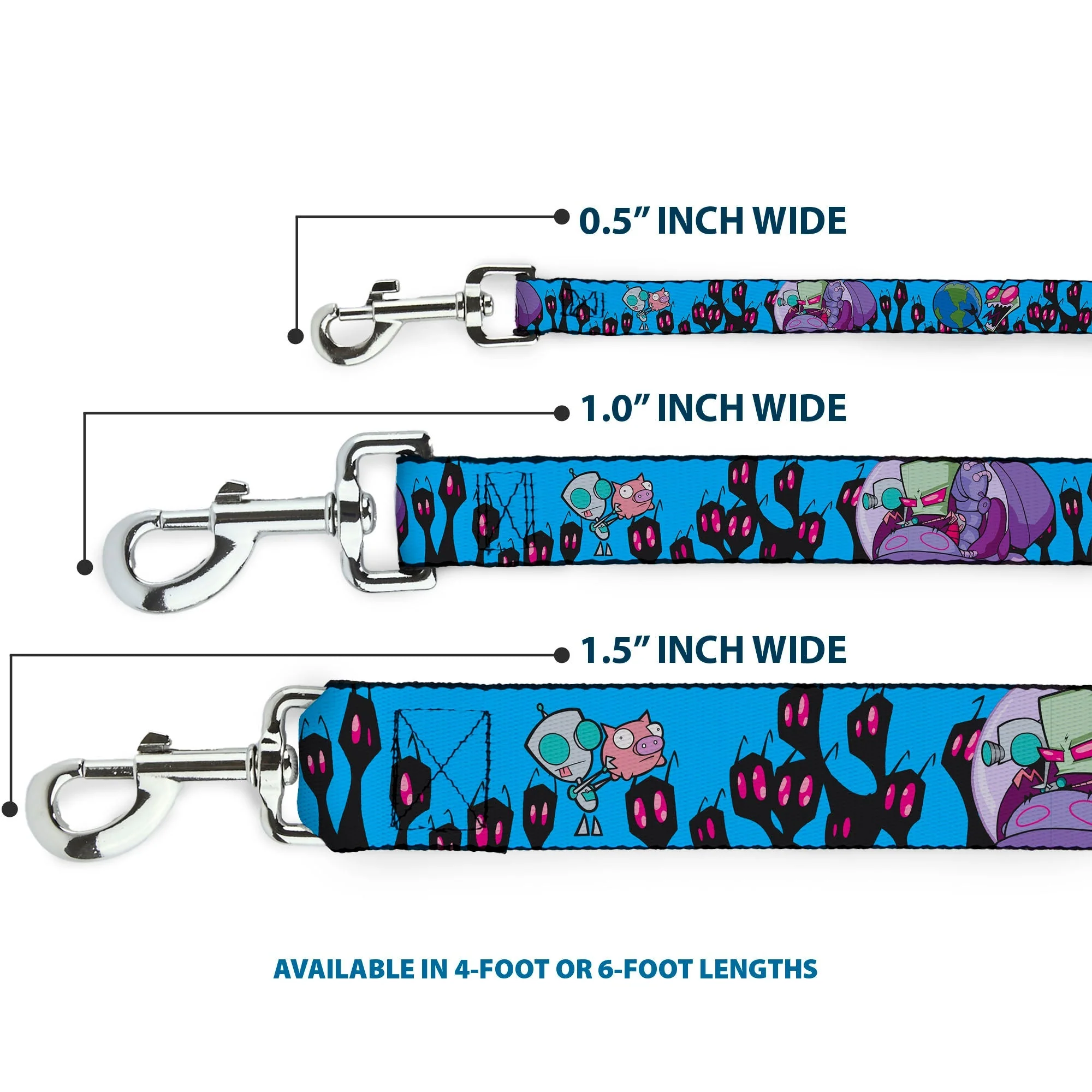 Dog Leash - Invader Zim GIR and Piggy Rule the World Poses Blue - Image 3