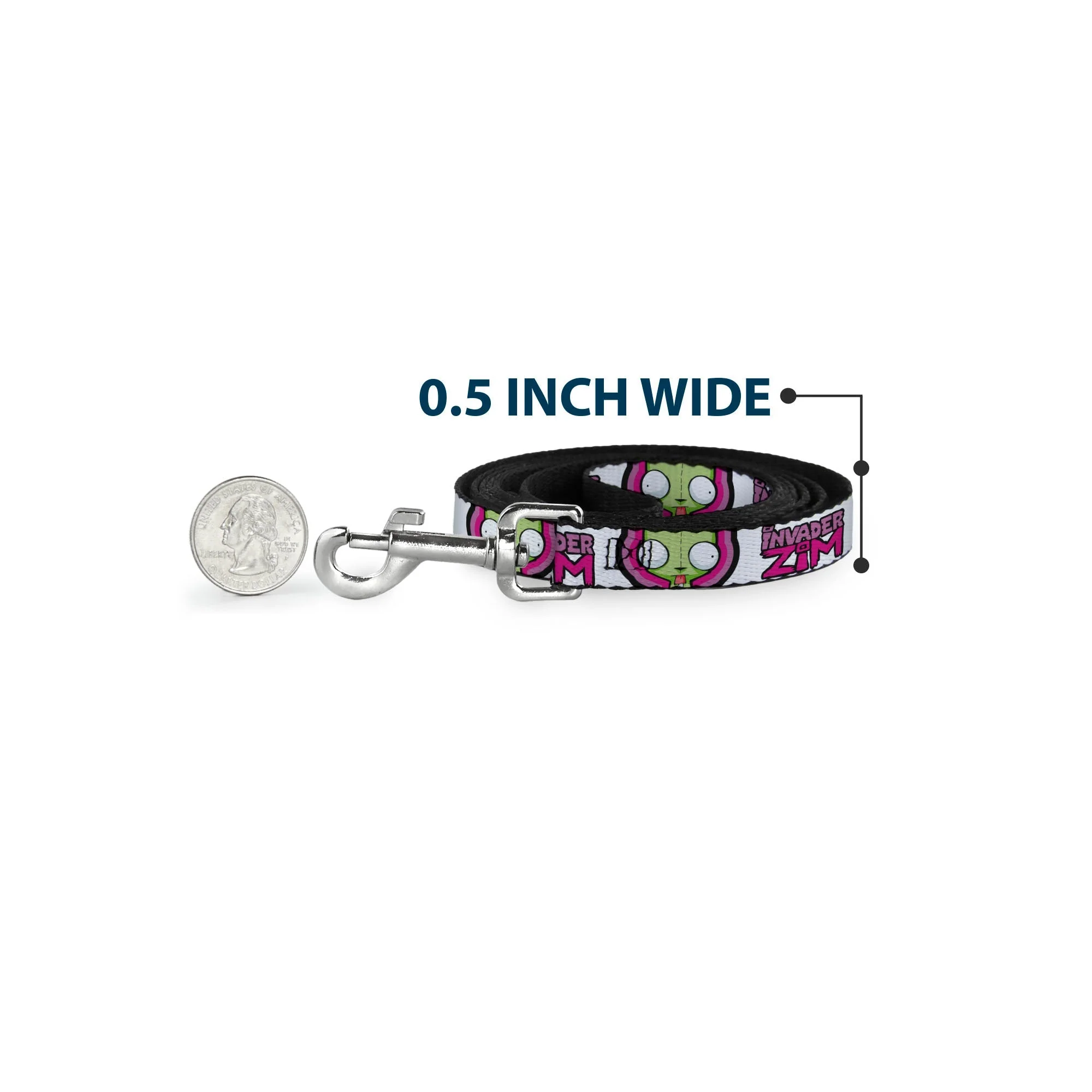 Dog Leash - INVADER ZIM Title Logo and GIR Pose Close-Up White/Pinks - Image 4