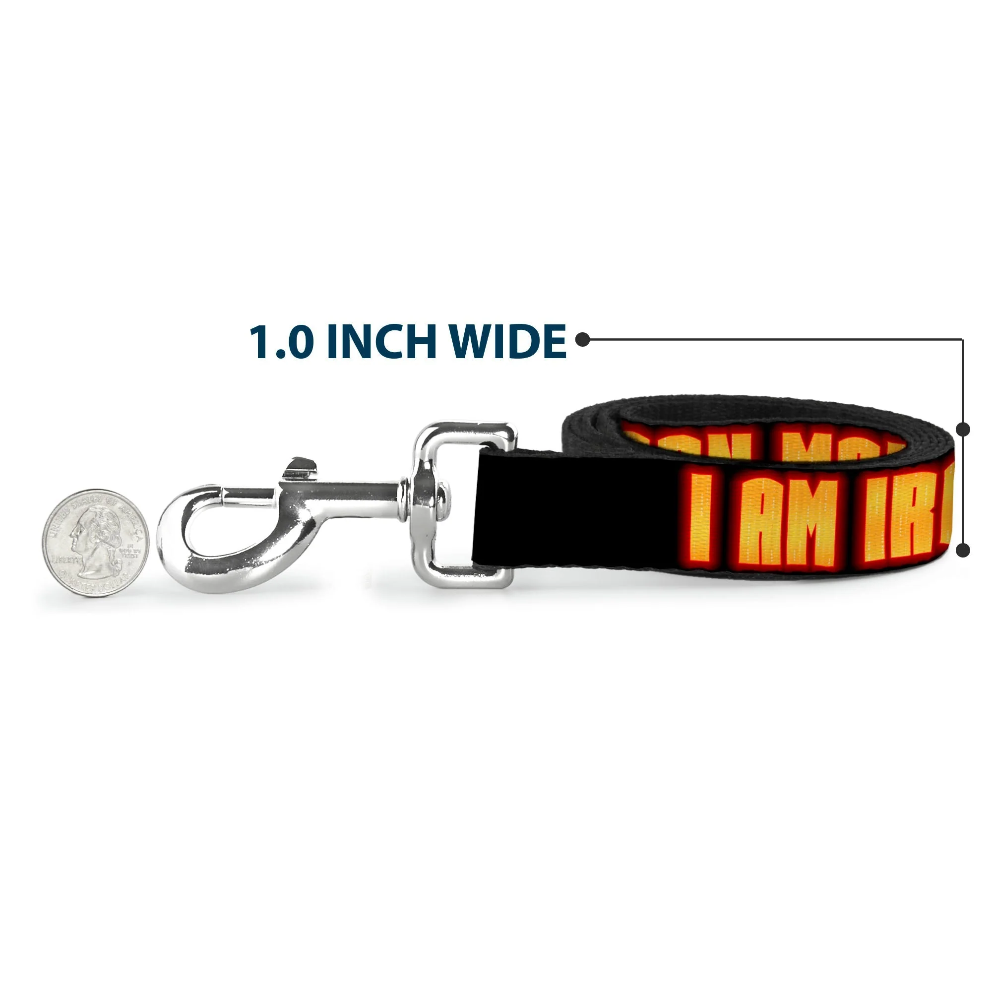 Dog Leash - Iron Man Face/I AM IRON MAN Black/Yellow Glow - Image 5