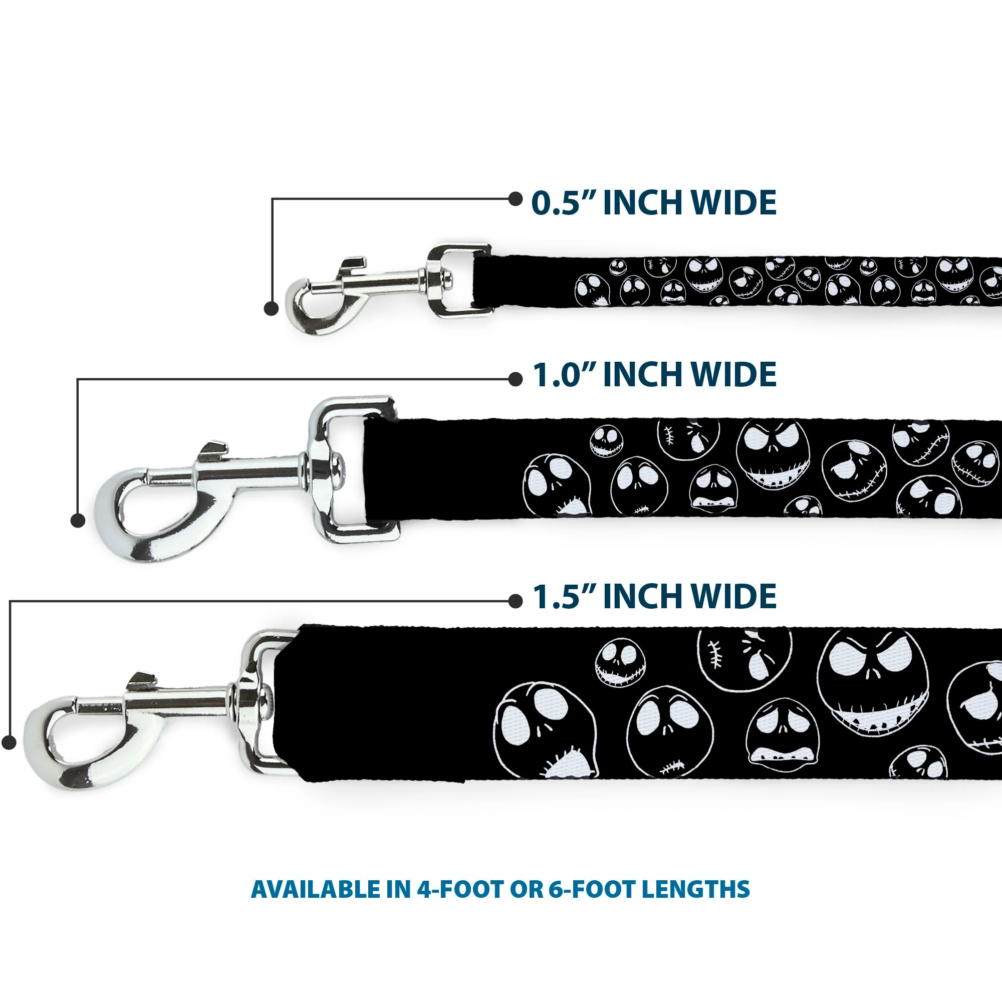 Dog Leash - Jack Outline Expressions Scattered Black/White - Image 3