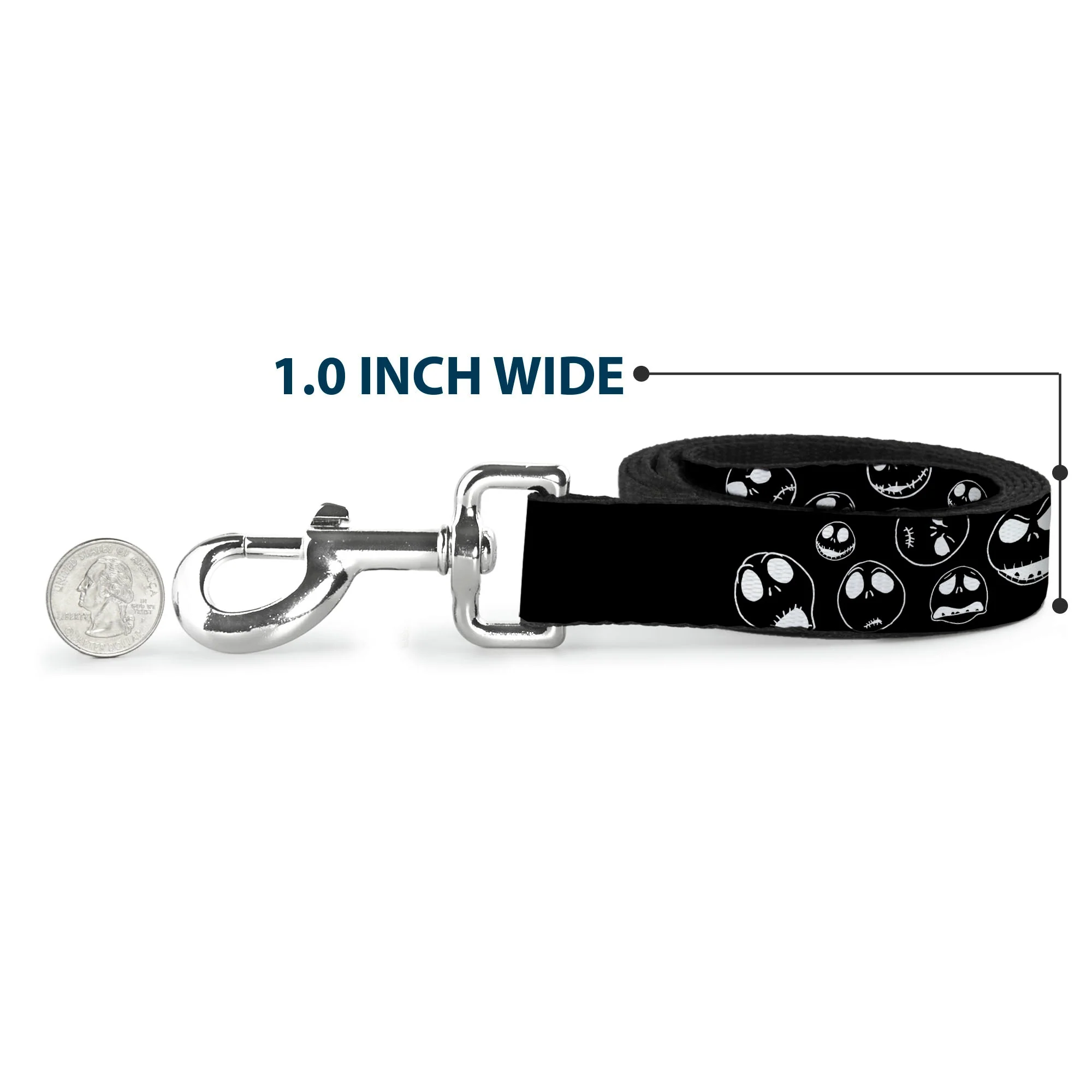 Dog Leash - Jack Outline Expressions Scattered Black/White - Image 5