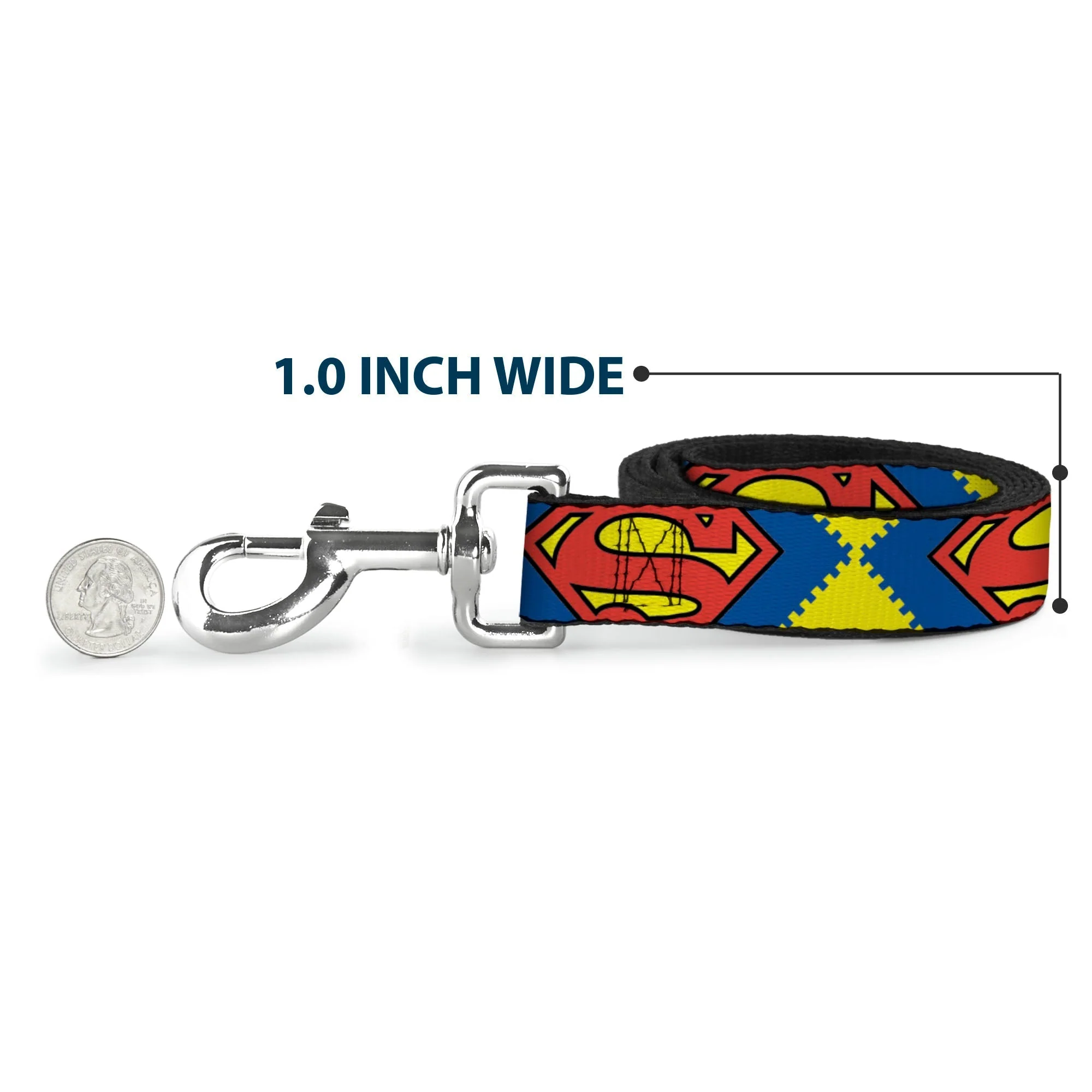 Dog Leash - Jagged Superman Shield CLOSE-UP Yellow/Blue/Red - Image 5