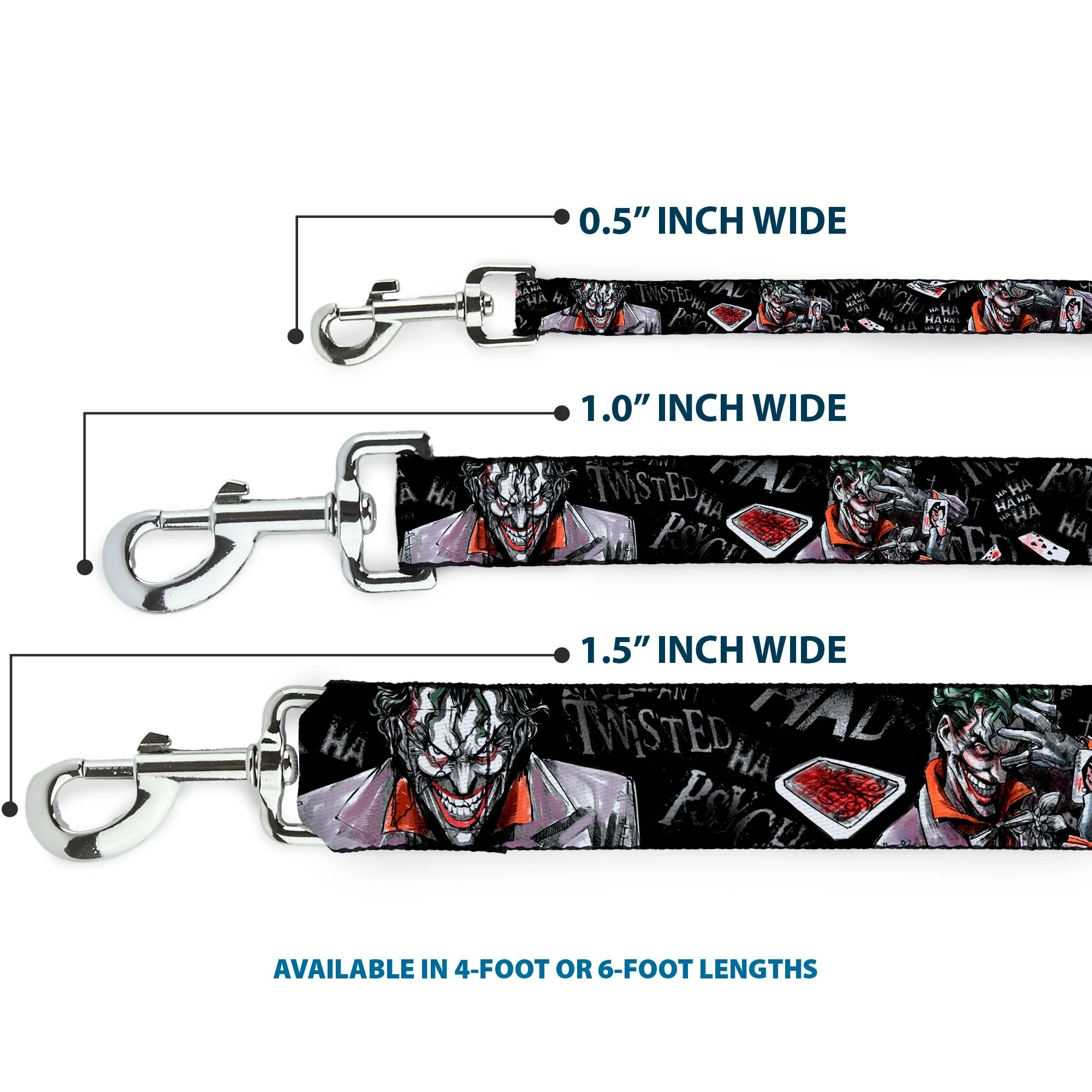 Dog Leash - Joker BRILLIANTLY TWISTED PSYCHO 2-Poses/Cards Black/Grays - Image 3