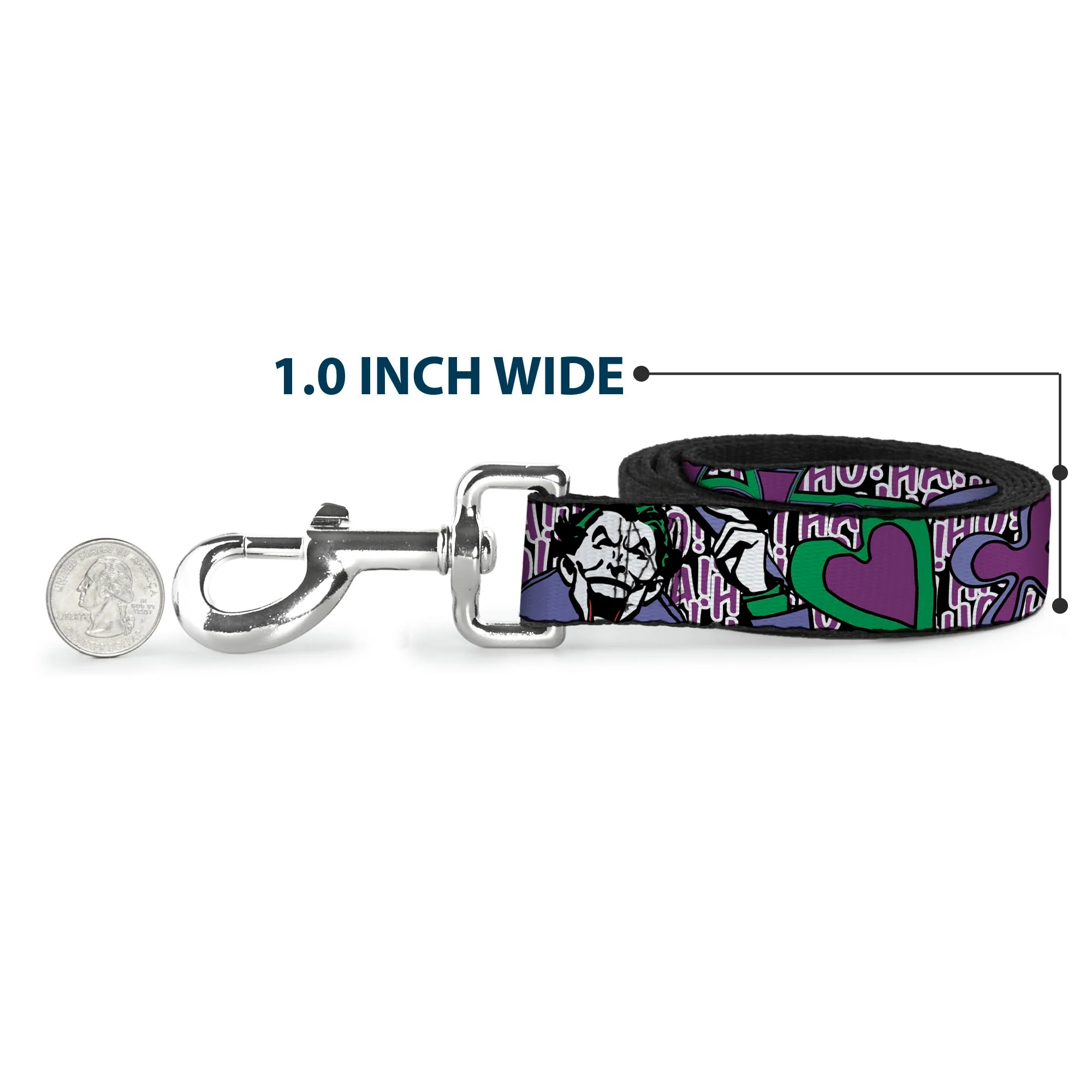 Dog Leash - Joker Face/Logo/Spades Black/White/Purple - Image 5