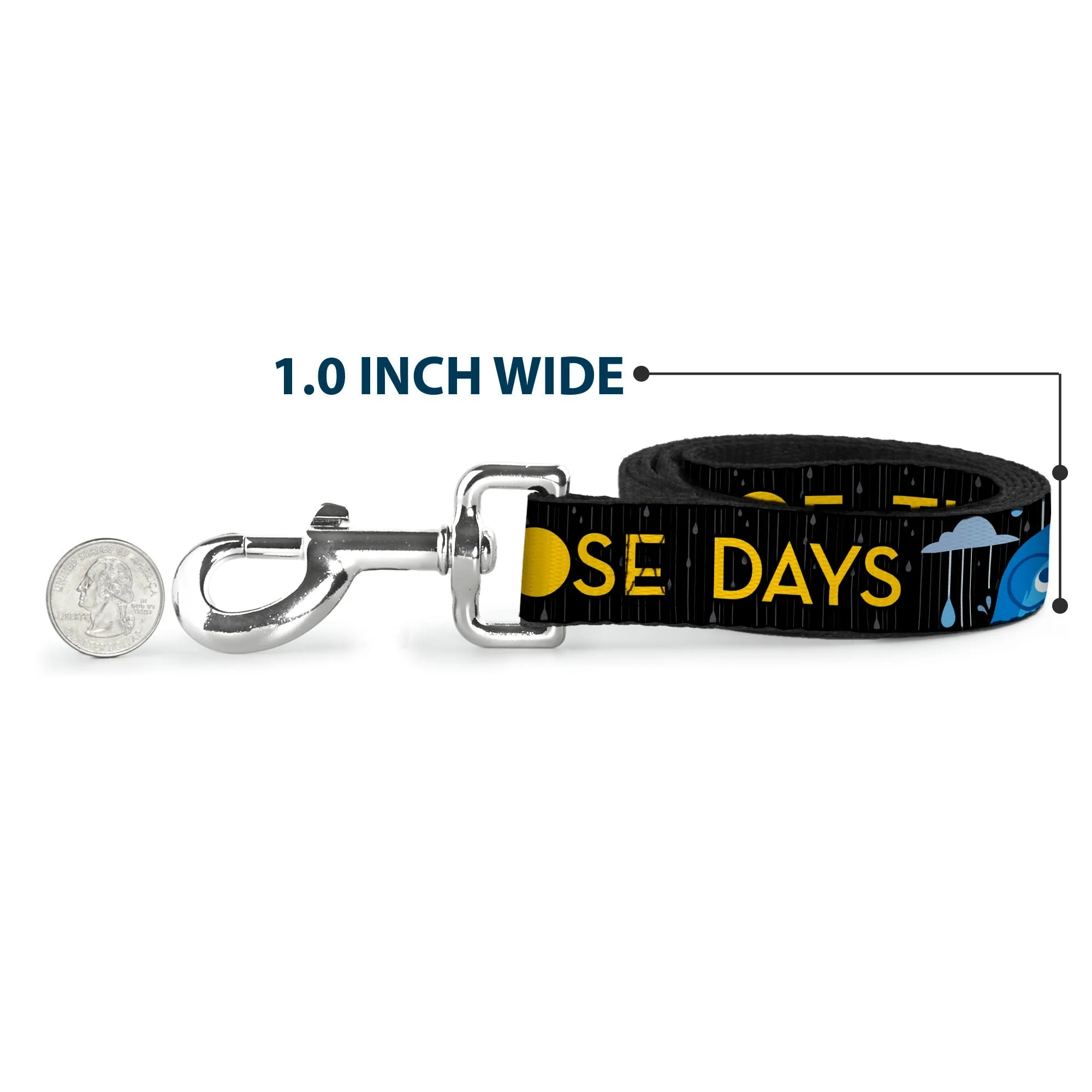 Dog Leash - Joy Poses/Rain ONE OF THOSE DAYS Black/Gray/Blues/Yellow - Image 5
