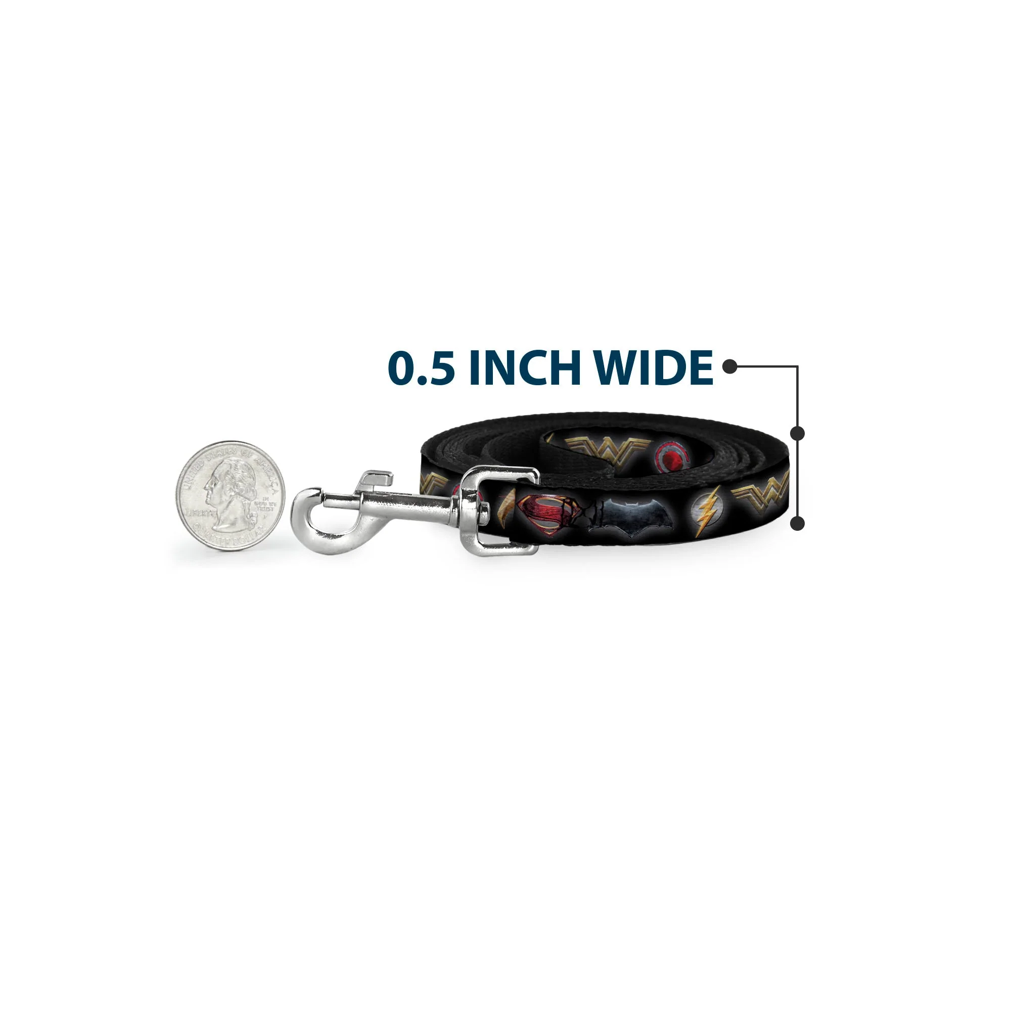 Dog Leash - Justice League 2017 6-Superhero Icons Black - Image 4