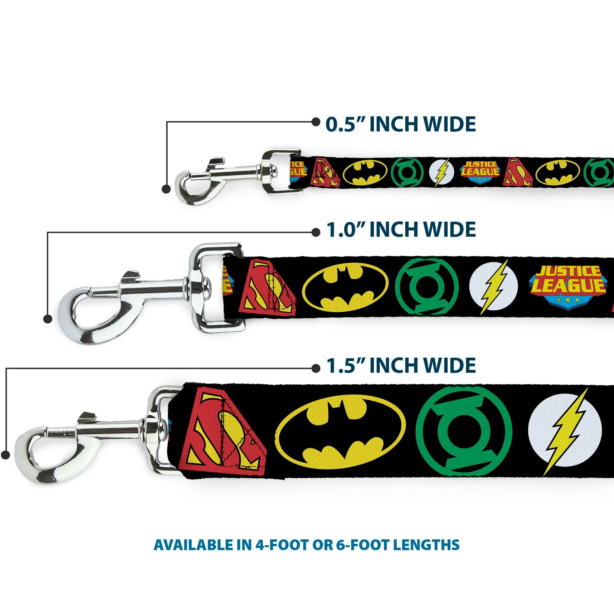 Dog Leash - Justice League Superhero Logos CLOSE-UP Black - Image 3