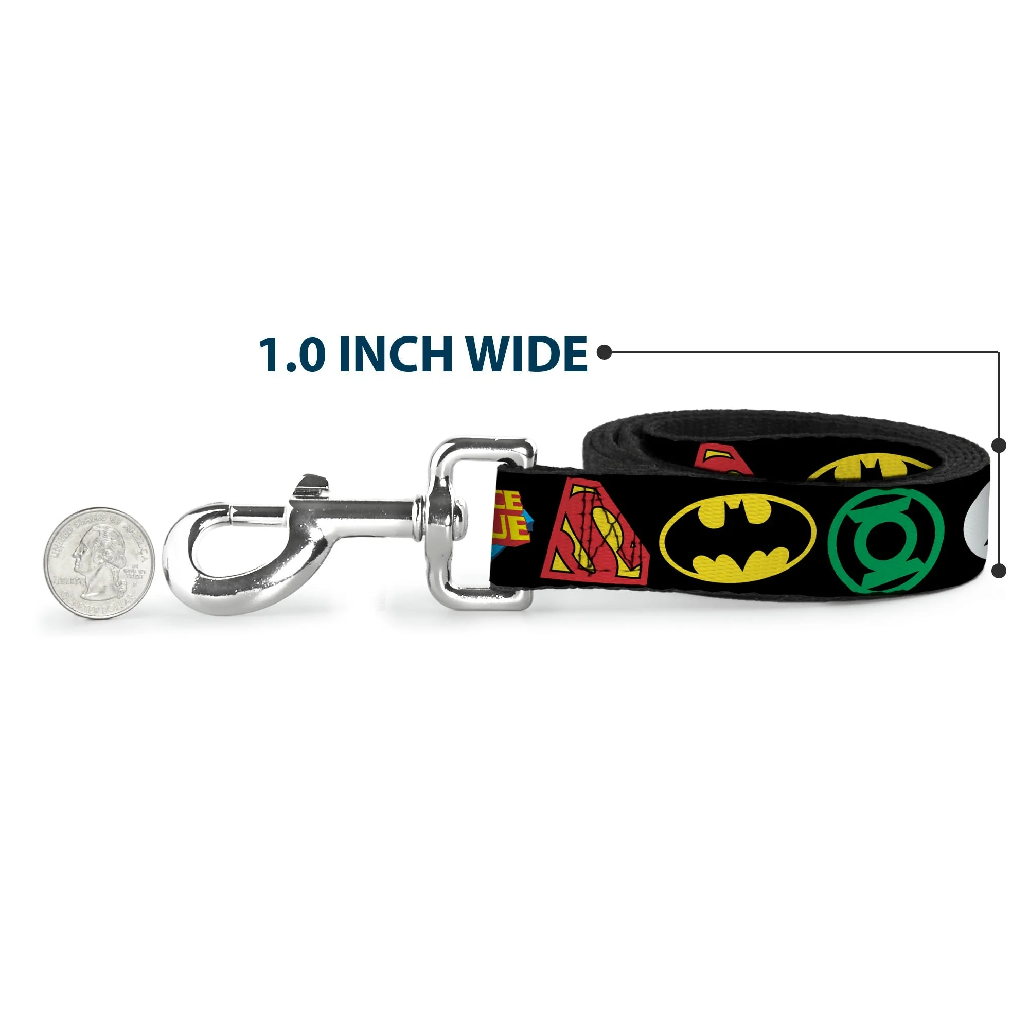 Dog Leash - Justice League Superhero Logos CLOSE-UP Black - Image 5