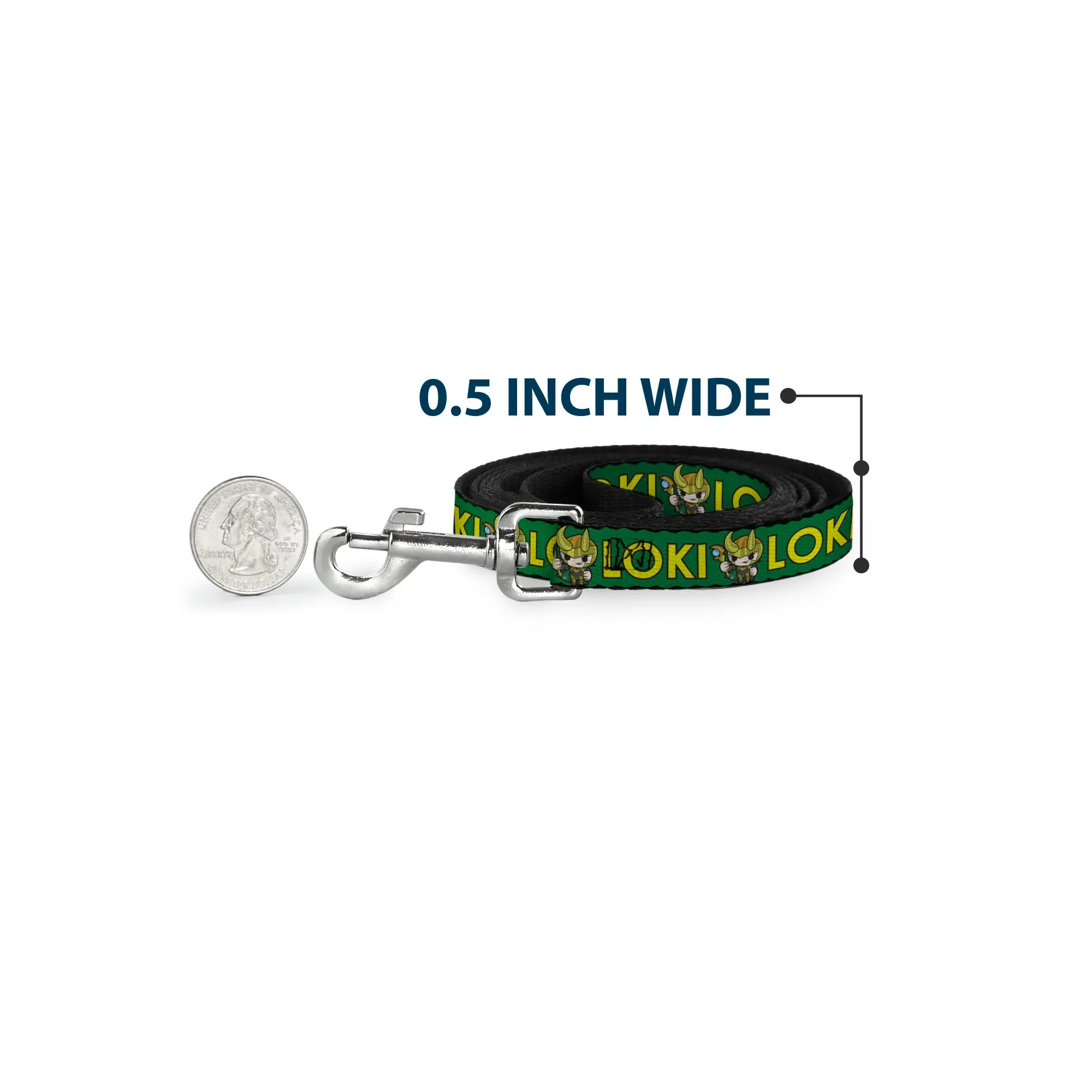 Dog Leash - Kawaii LOKI Standing Pose/Text Green/Yellow - Image 4