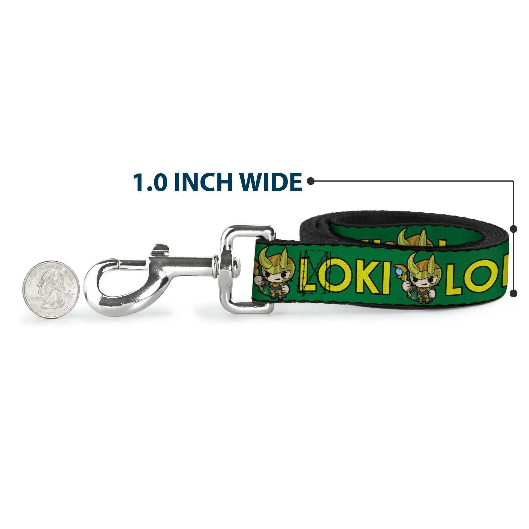 Dog Leash - Kawaii LOKI Standing Pose/Text Green/Yellow - Image 5