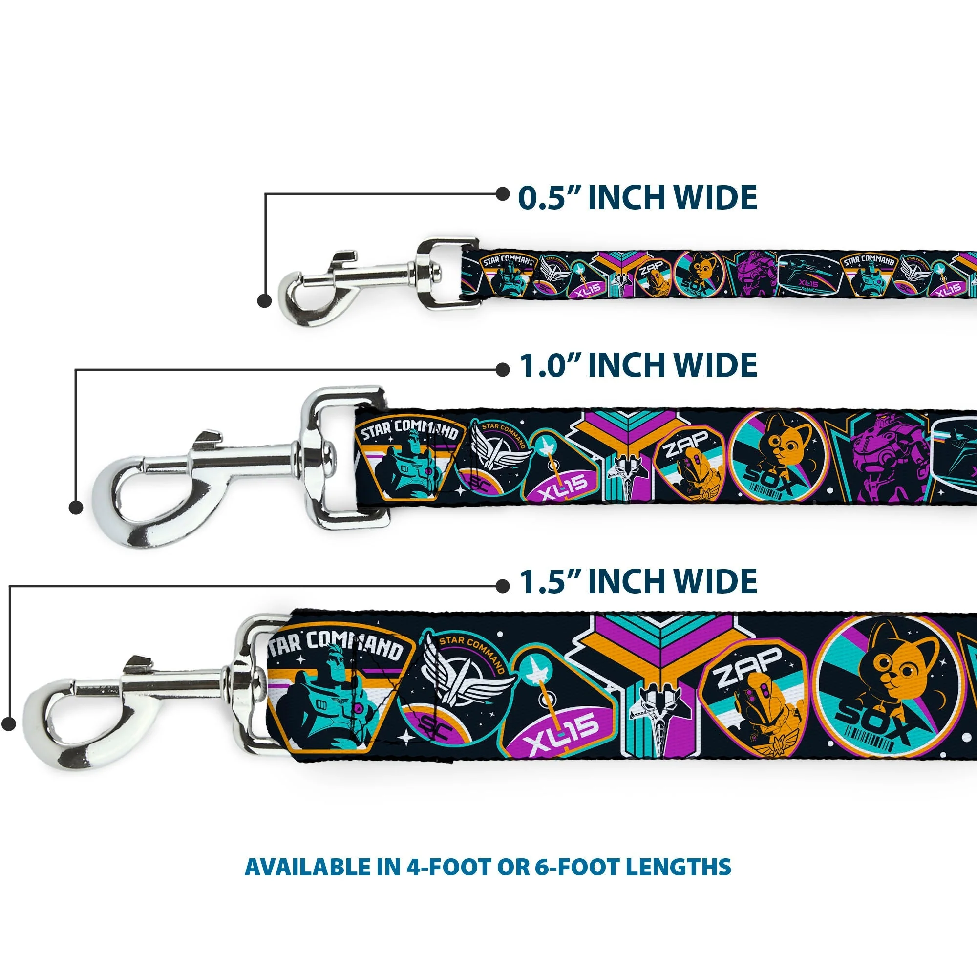 Dog Leash - Lightyear Mission Patches Collage Black/Multi Color - Image 3
