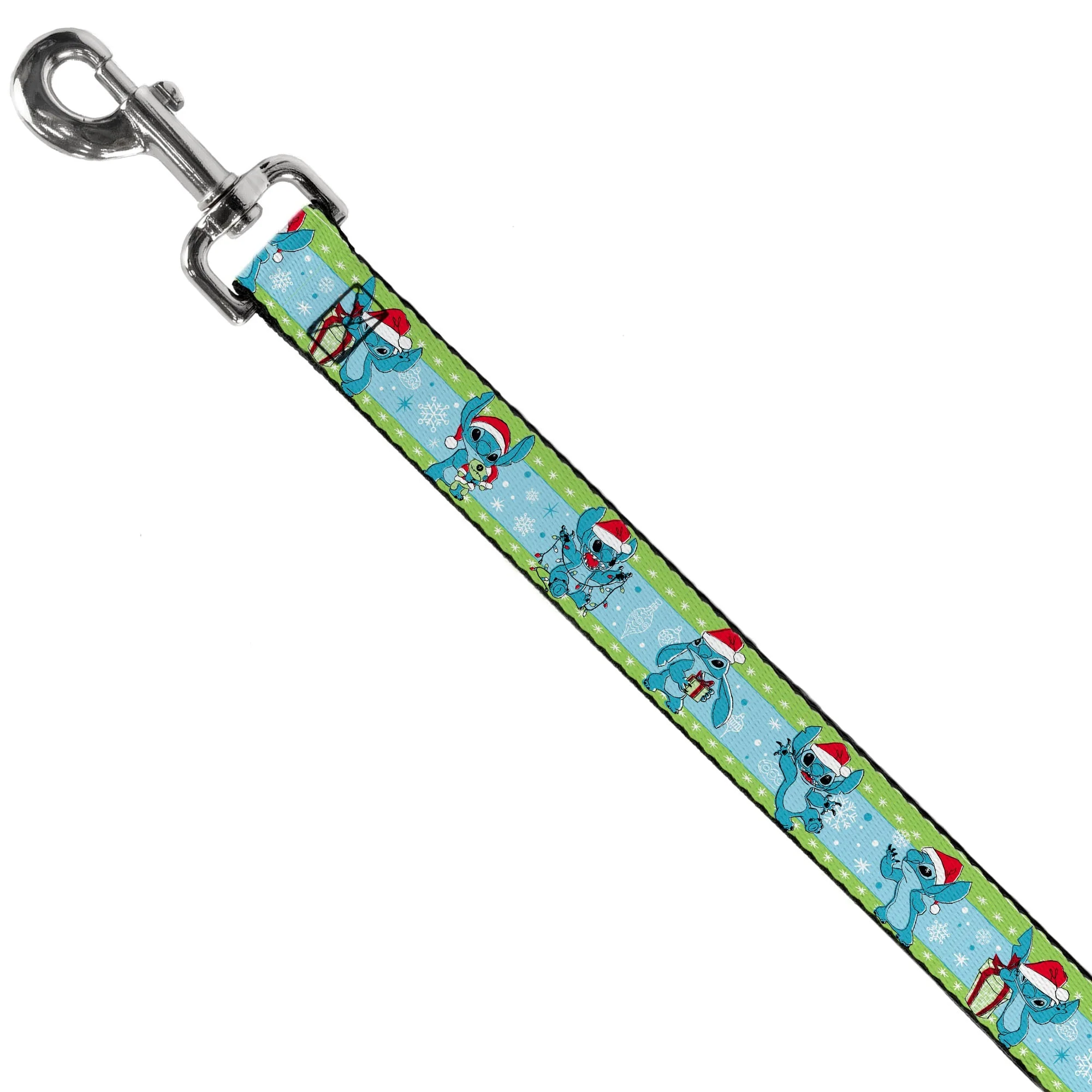 Dog Leash - Lilo and Stitch Holiday Stitch and Scrump Poses Stripe Green/Blue - Image 2