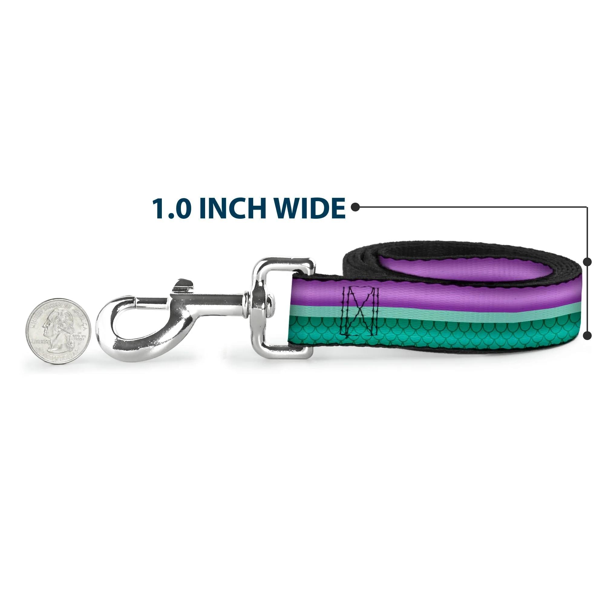 Dog Leash - Little Mermaid Stripe/Shell Purple/Green/Gold - Image 5