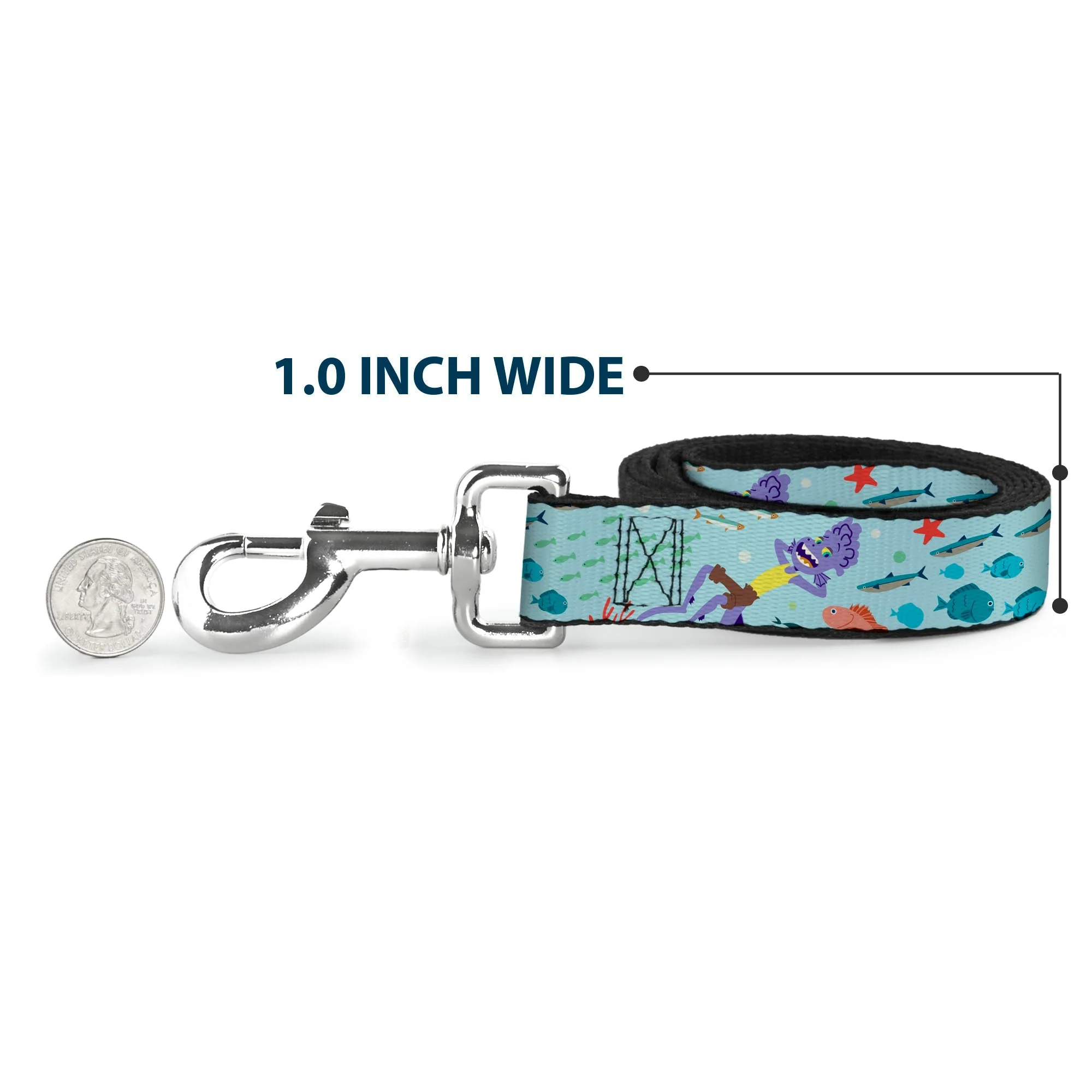 Dog Leash - Luca Isola del Mar Alberto Sea Monster School of Fish Collage - Image 5