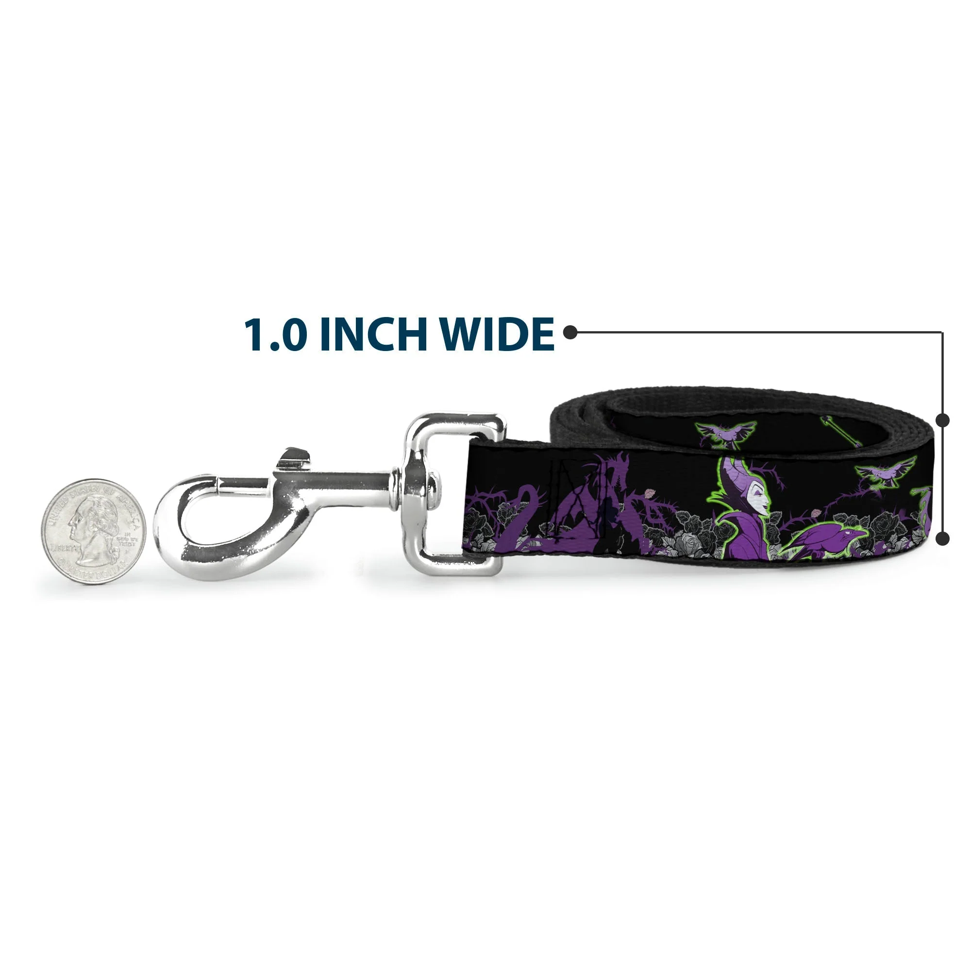 Dog Leash - Maleficent & Diablo Black Roses/Purples - Image 5